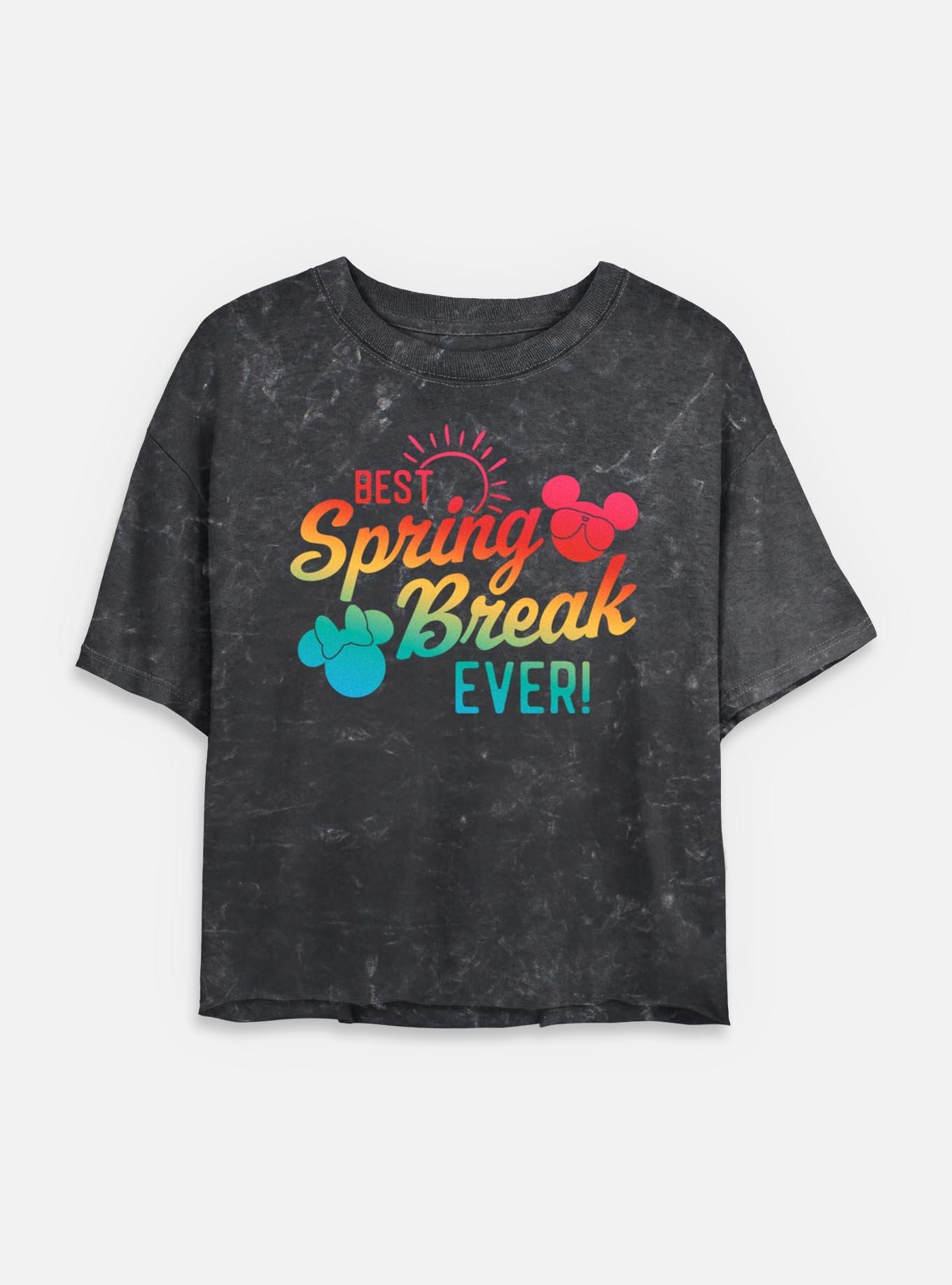 Disney Mickey Mouse Best Spring Break Ever Mineral Wash Womens Crop T ...