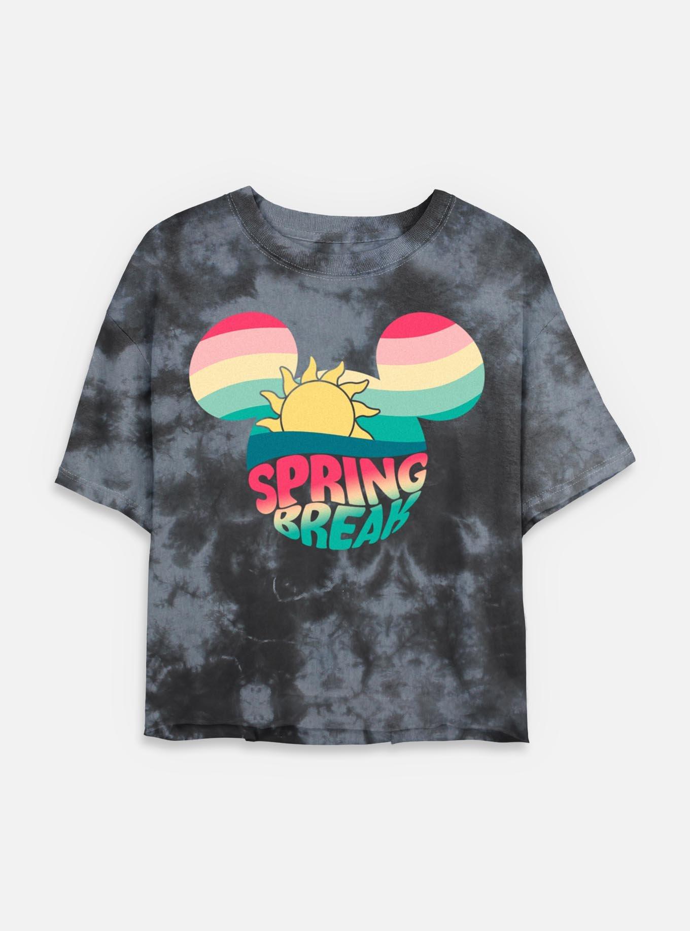Disney Mickey Mouse Retro Spring Break Tie Dye Crop Womens T-Shirt, , hi-res