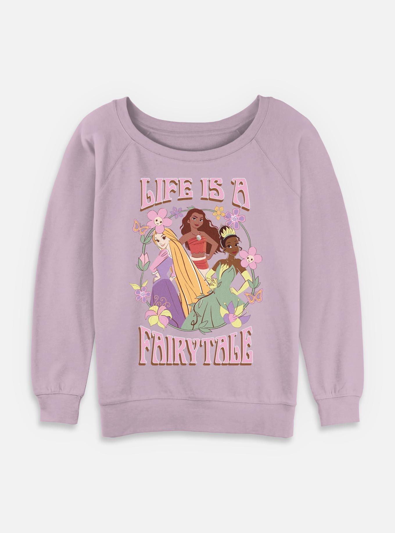 Disney Princesses Life Is A Fairytale Womens Slouchy Sweatshirt, LAVENDER, hi-res