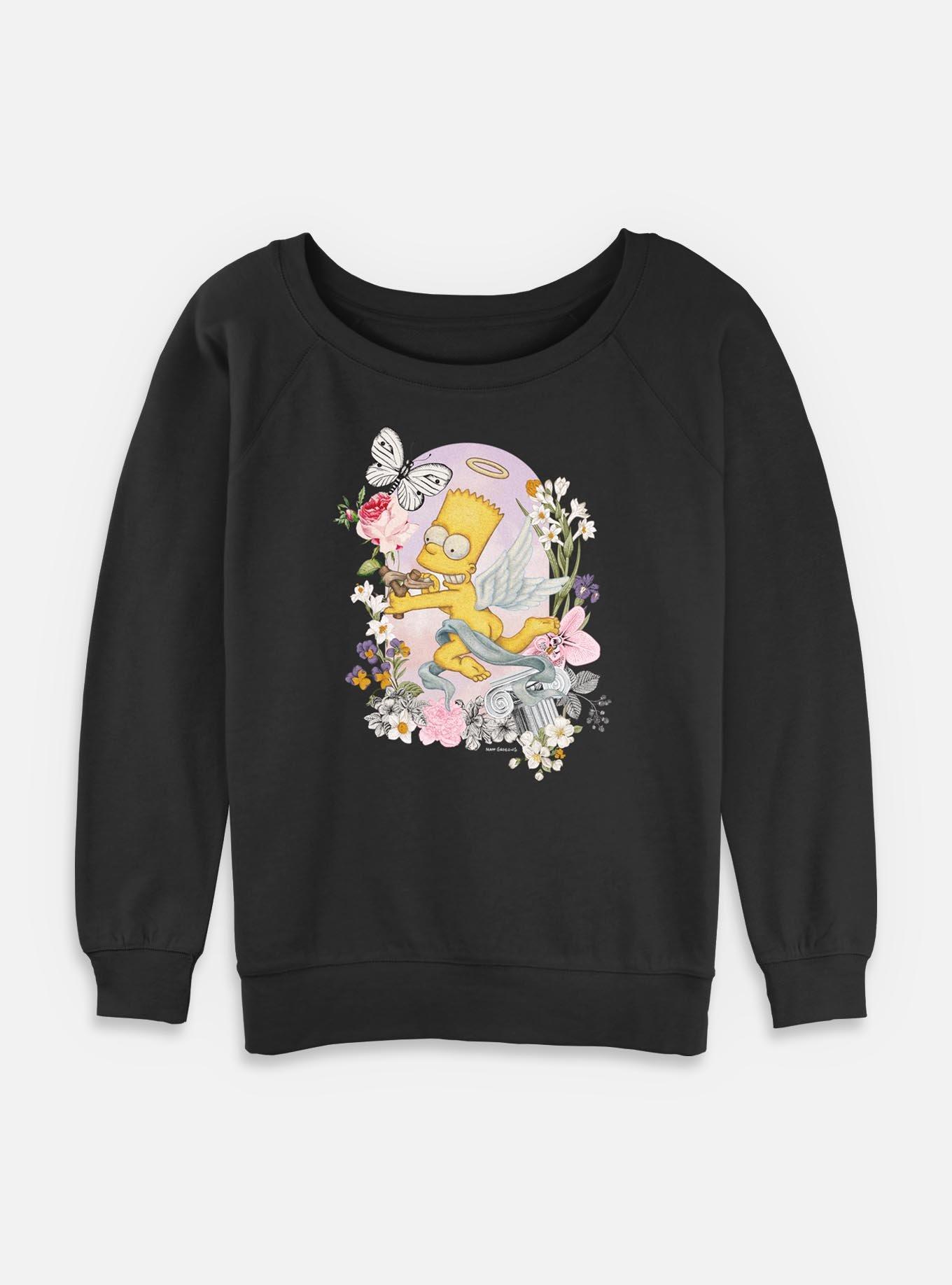 The Simpsons Cherub Bart Floral Spring Womens Slouchy Sweatshirt, , hi-res
