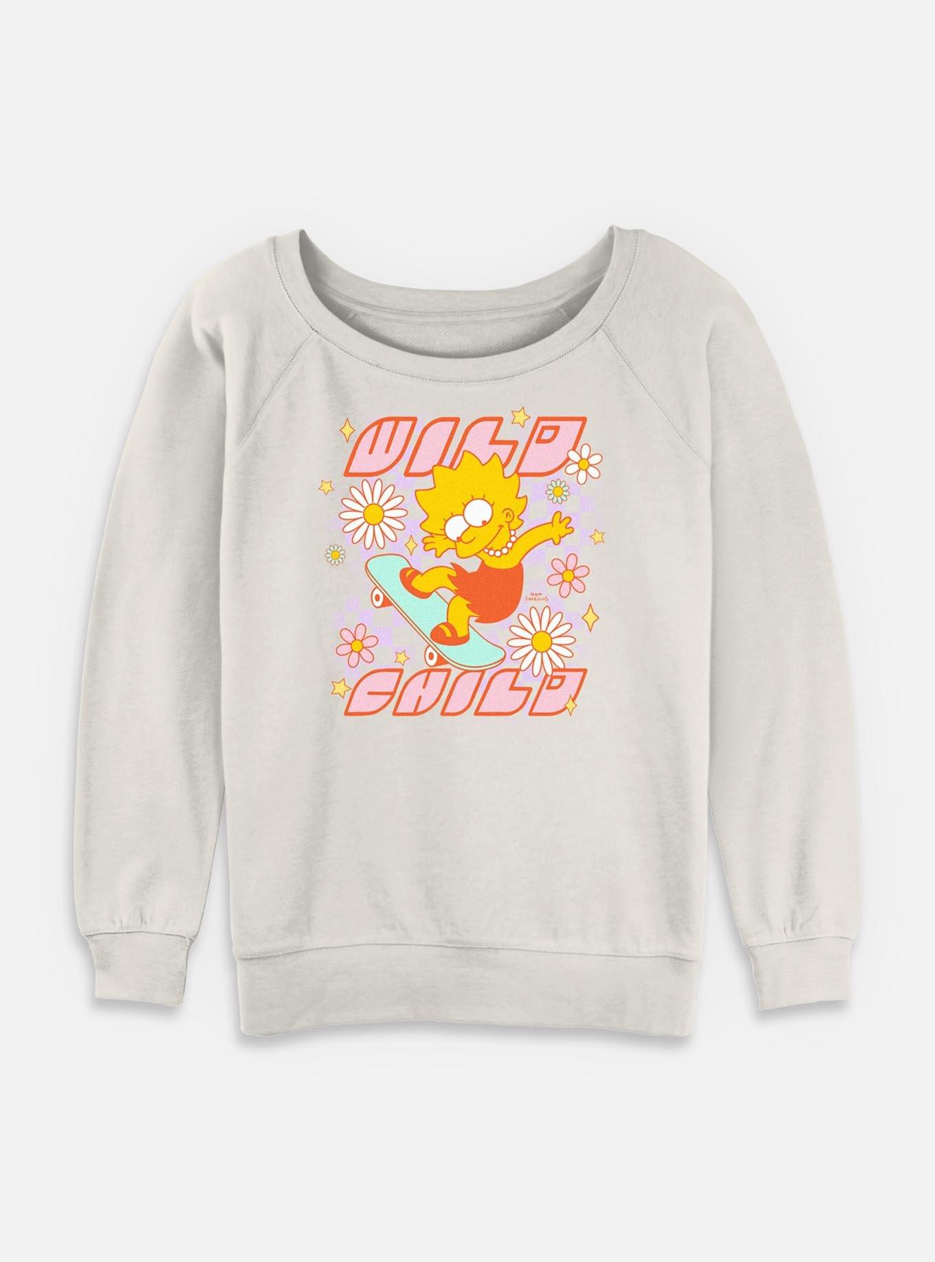 The Simpsons Wild Child Lisa Floral Womens Slouchy Sweatshirt, , hi-res