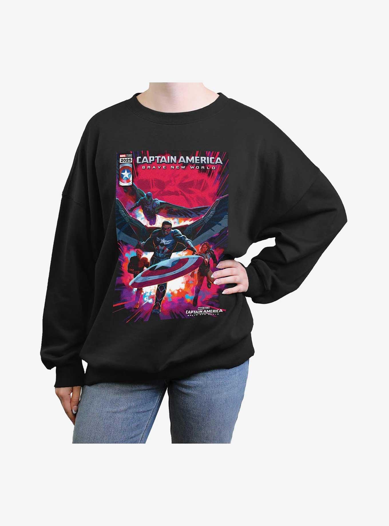 Captain America: Brave New World Captain America And Falcon Comic Cover Girls Oversized Sweatshirt, , hi-res