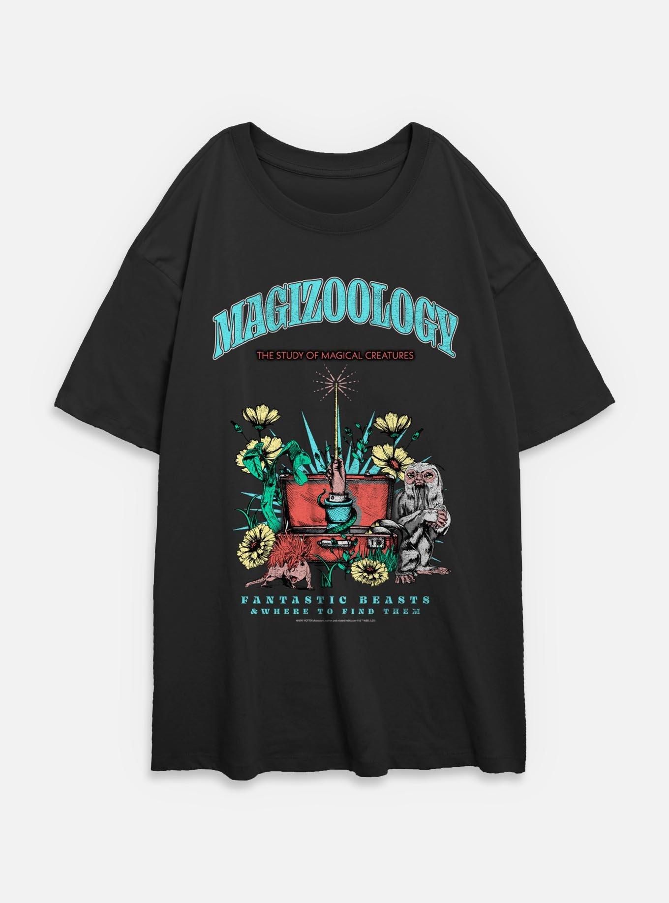 Fantastic Beasts and Where to Find Them Magizoology Big & Tall T-Shirt Magizoology Crest Womens Oversized T-Shirt, BLACK, hi-res