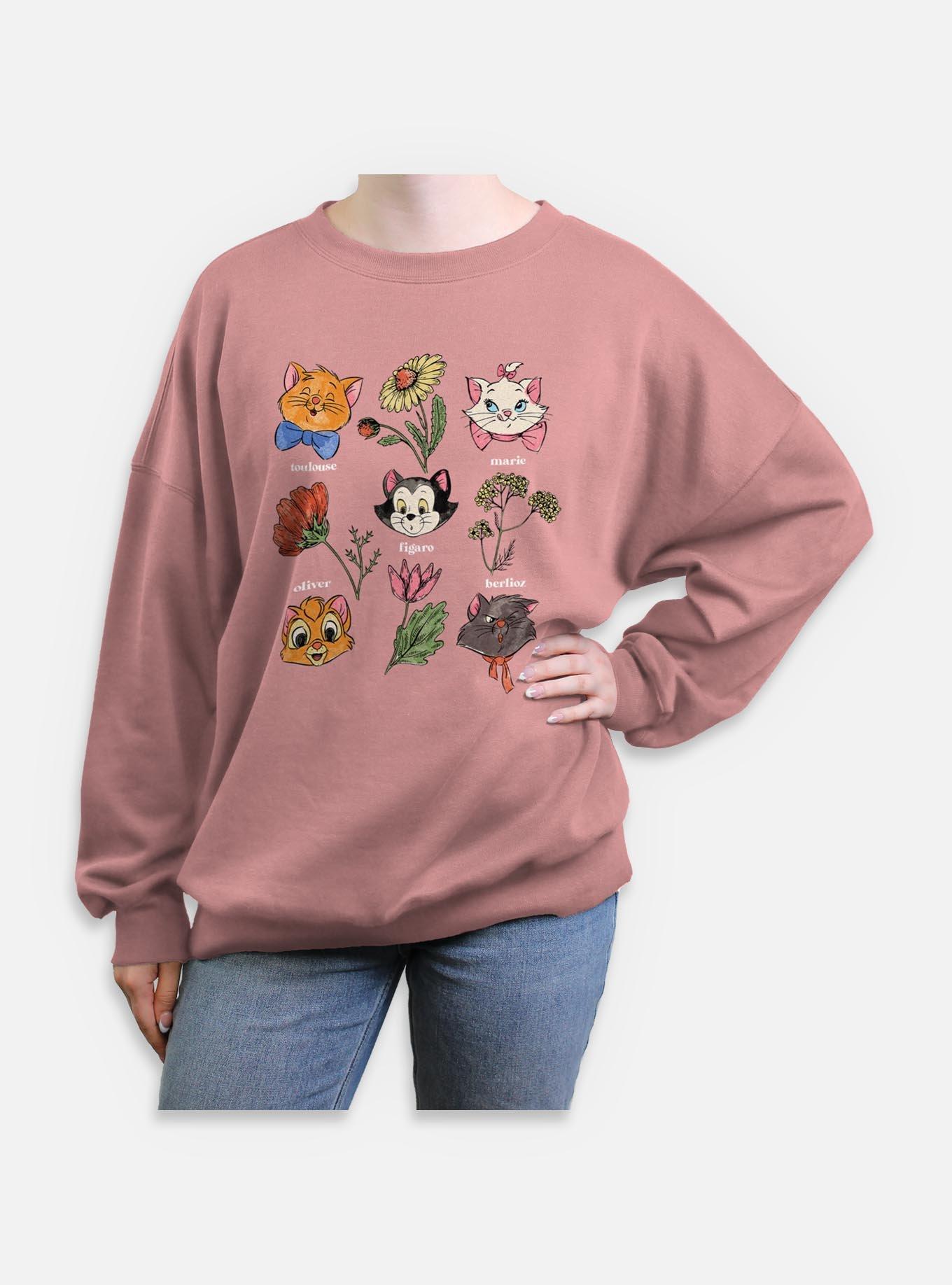 Disney The Aristocats Cats Botanical Womens Oversized Sweatshirt, DESERTPNK, hi-res