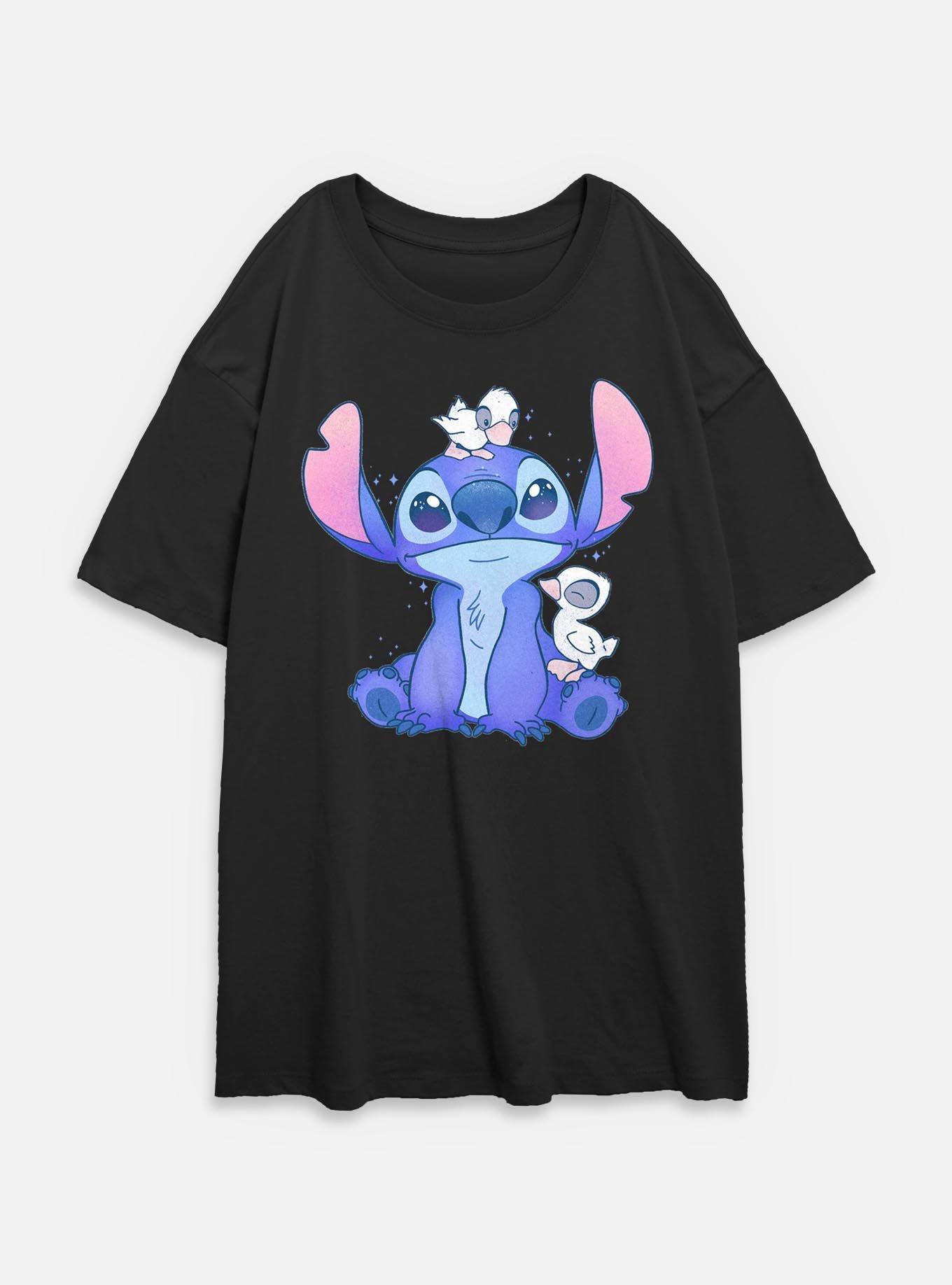 Disney Lilo & Stitch Ducks & Stitch Womens Oversized T-Shirt, BLACK, hi-res