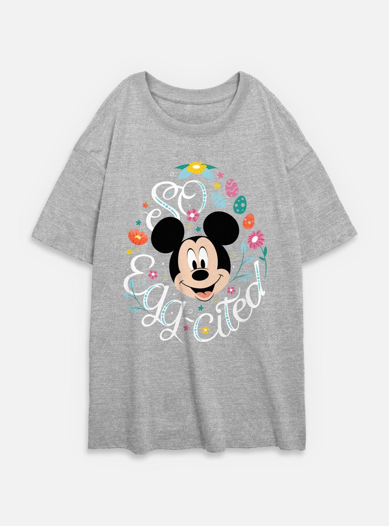 Disney Mickey Mouse Eggcited Womens Oversized T-Shirt, ATH HTR, hi-res