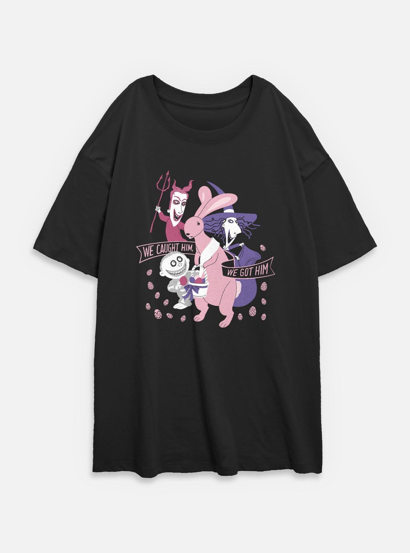 The Nightmare Before Christmas We Caught Him We Got Him Womens Oversized T-Shirt, BLACK, hi-res