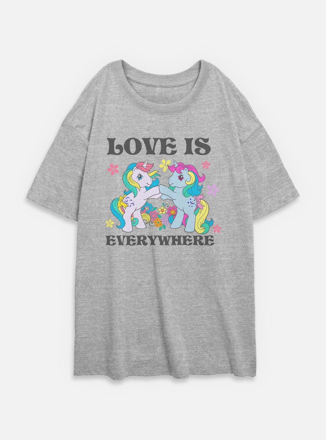 My Little Pony Made In The 80s Girls Slouchy Sweatshirt Love Is Everywhere Womens Oversized T-Shirt, ATH HTR, hi-res