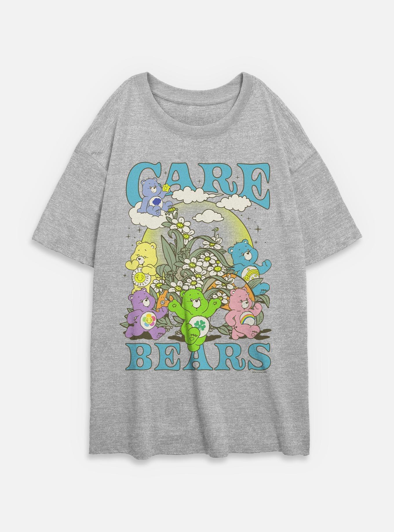 Care Bears Retro Bears Floral Womens Oversized T-Shirt, ATH HTR, hi-res