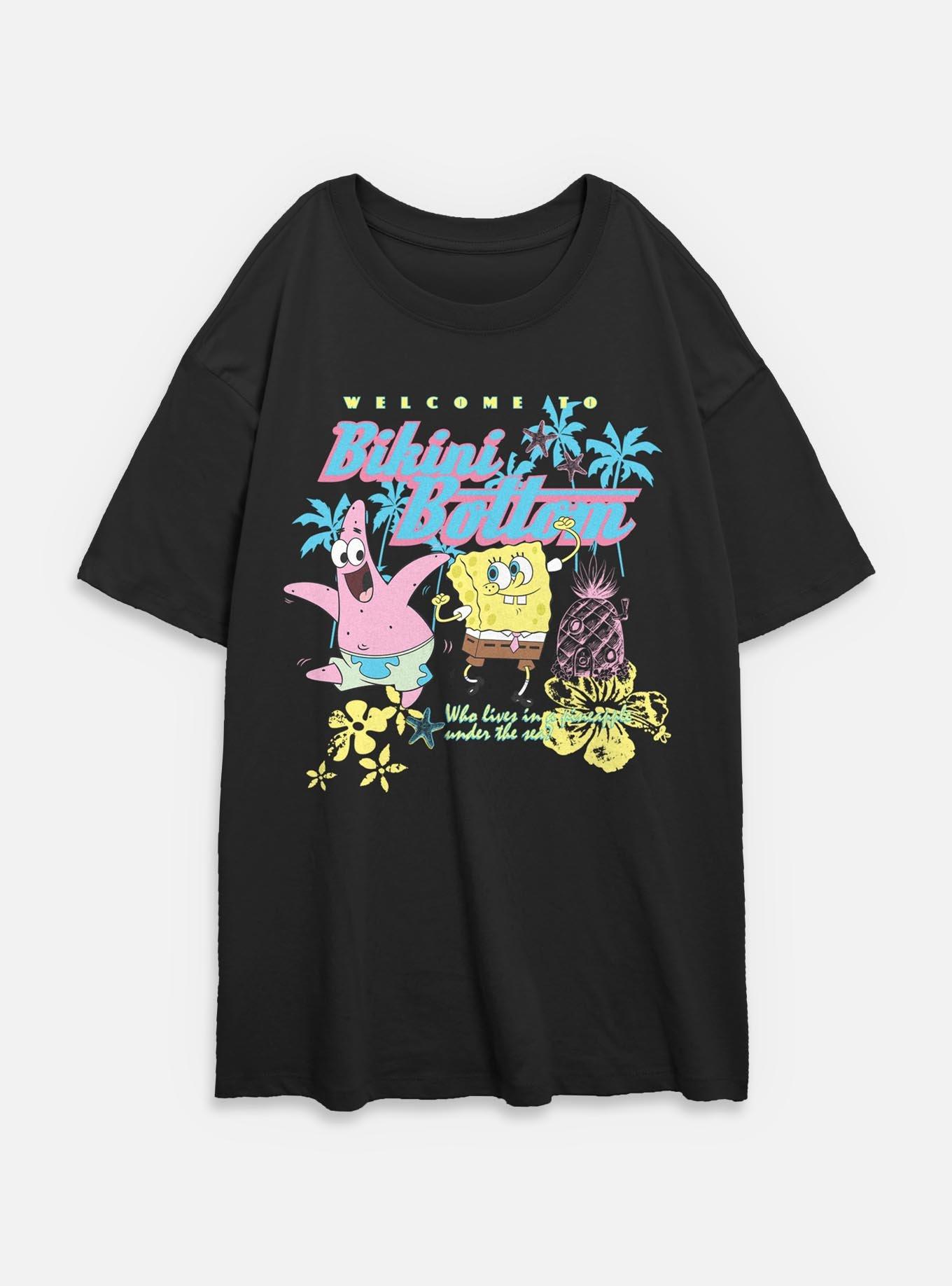 Spongebob Squarepants Welcome To Bikini Bottom Floral Womens Oversized T-Shirt, , hi-res