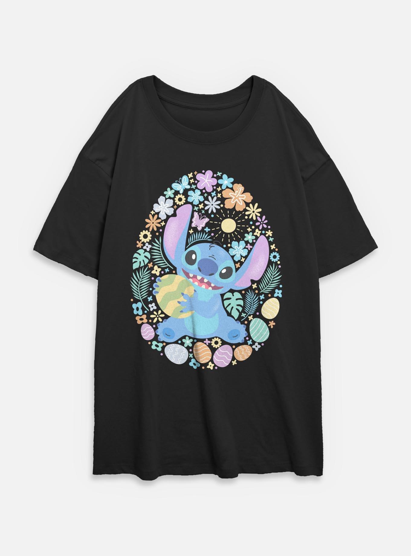 Disney Lilo & Stitch Stitch Easter Egg Hunt Womens Oversized T-Shirt, BLACK, hi-res