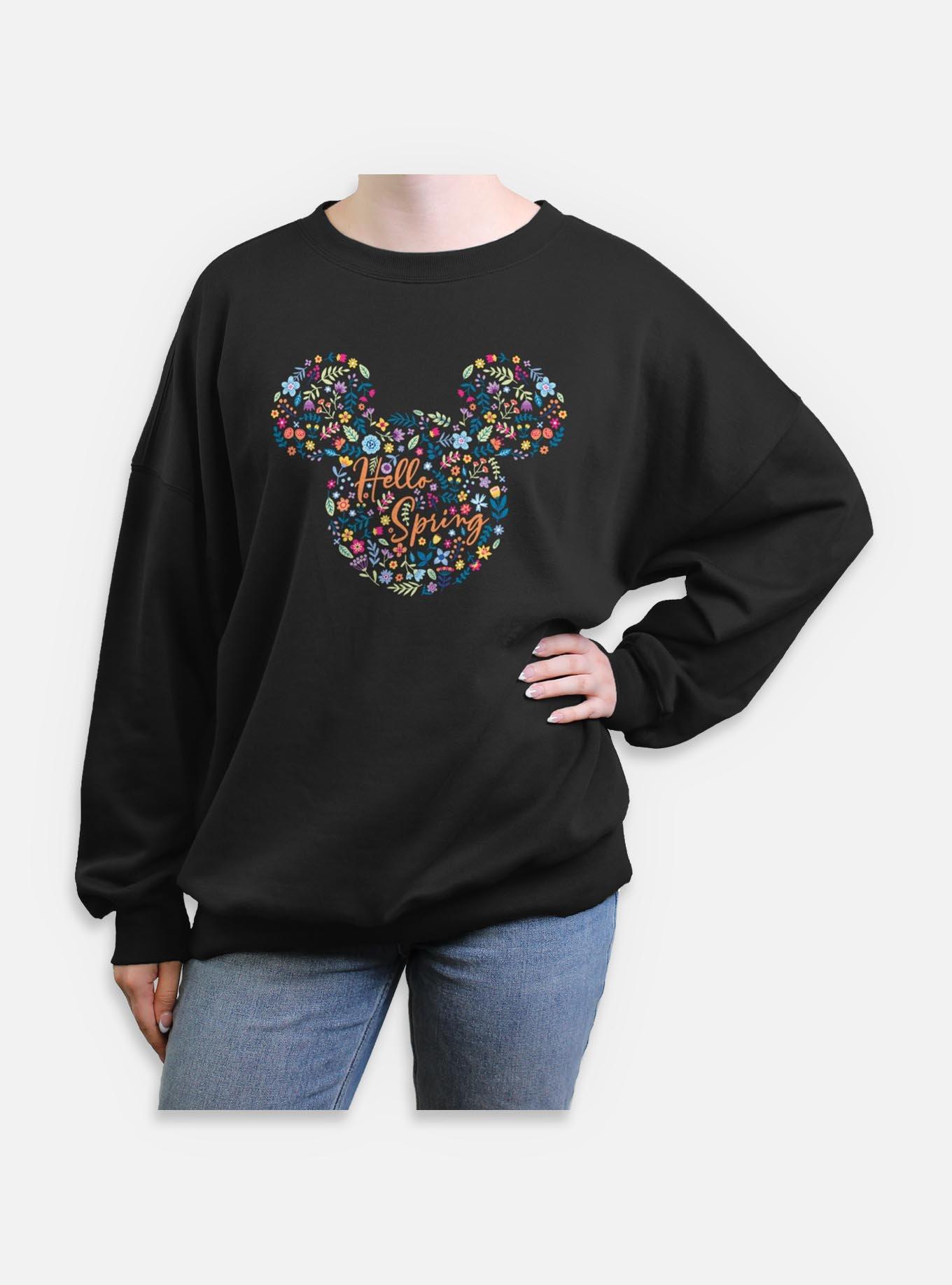 Disney Mickey Mouse Hello Spring Floral Ears  Womens Oversized Sweatshirt, , hi-res