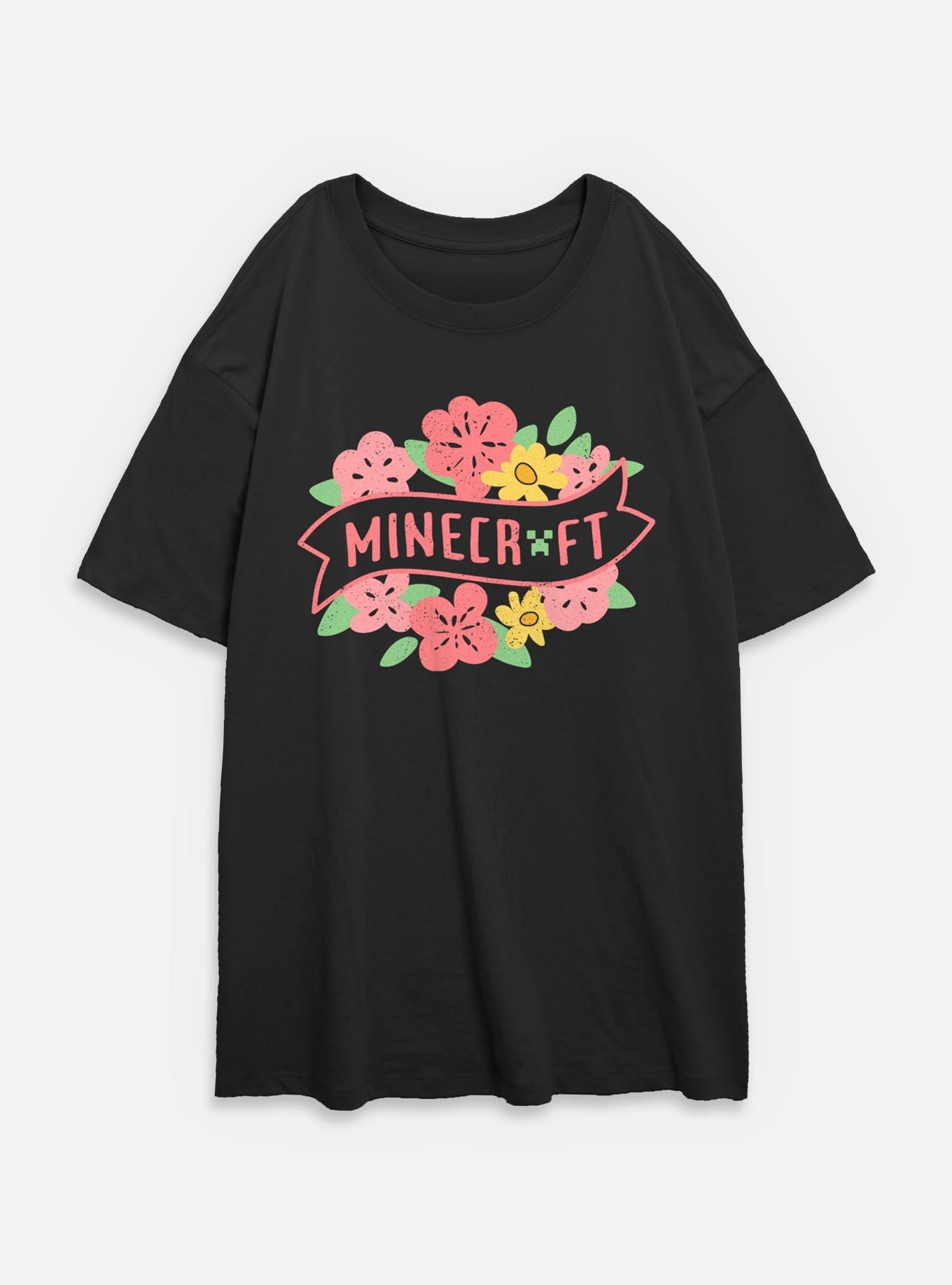 Minecraft Drowned But Not Out T-Shirt Spring Flowers Womens Oversized T-Shirt, BLACK, hi-res