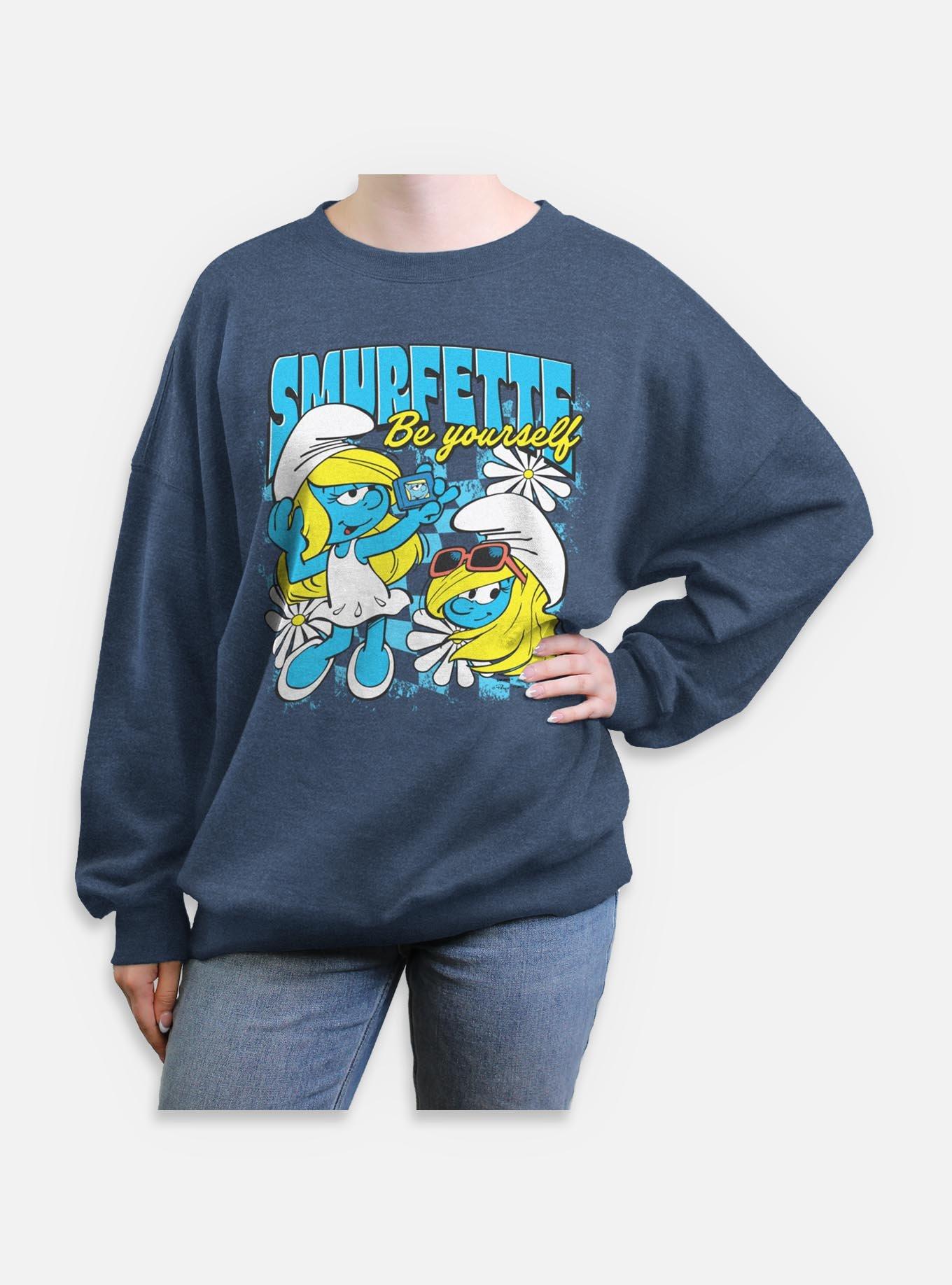 The Smurfs Smurfette Be Yourself Womens Oversized Sweatshirt, BLUEHTR, hi-res