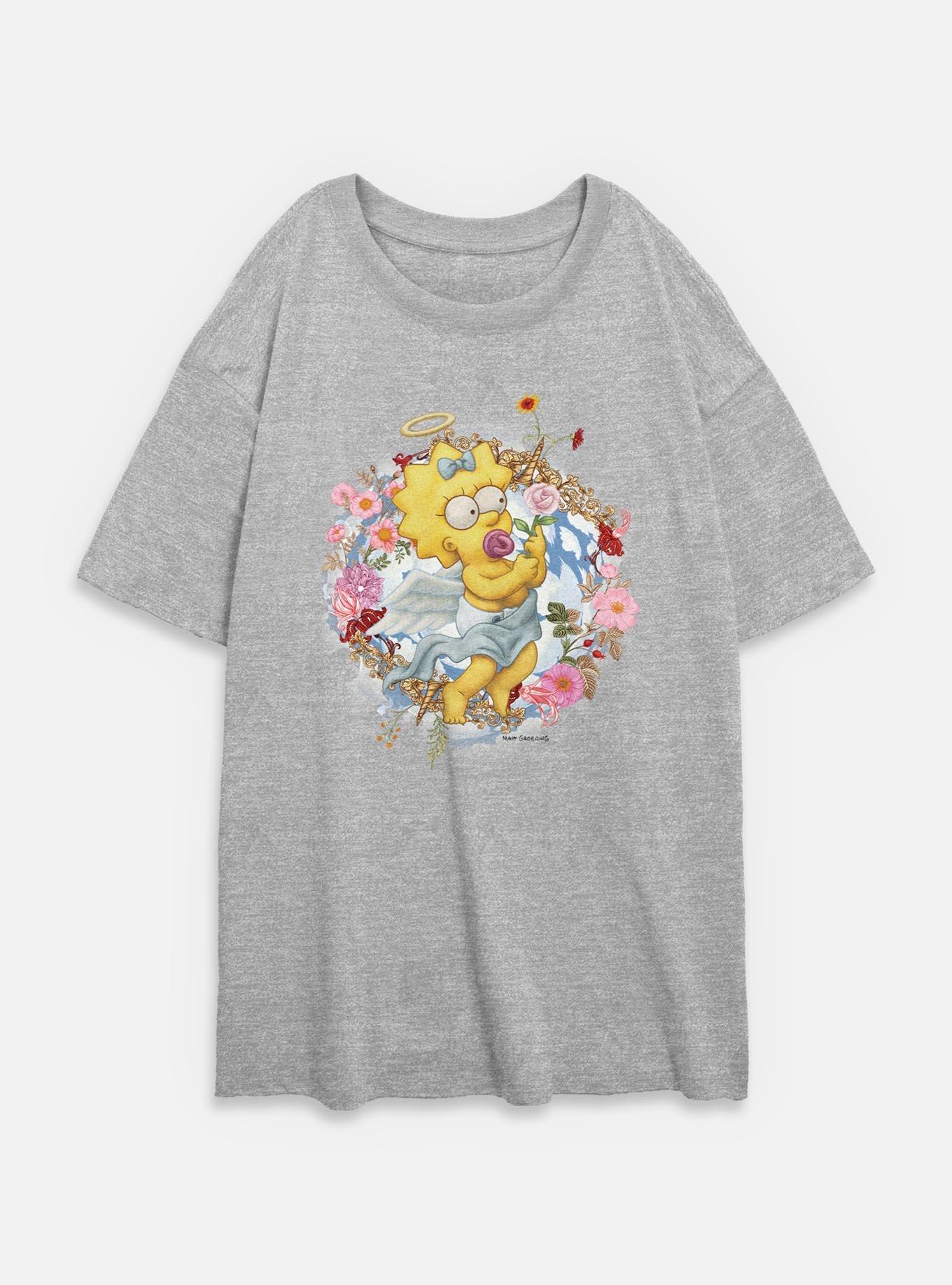 The Simpsons Cherub Maggie Floral Womens Oversized T-Shirt, , hi-res
