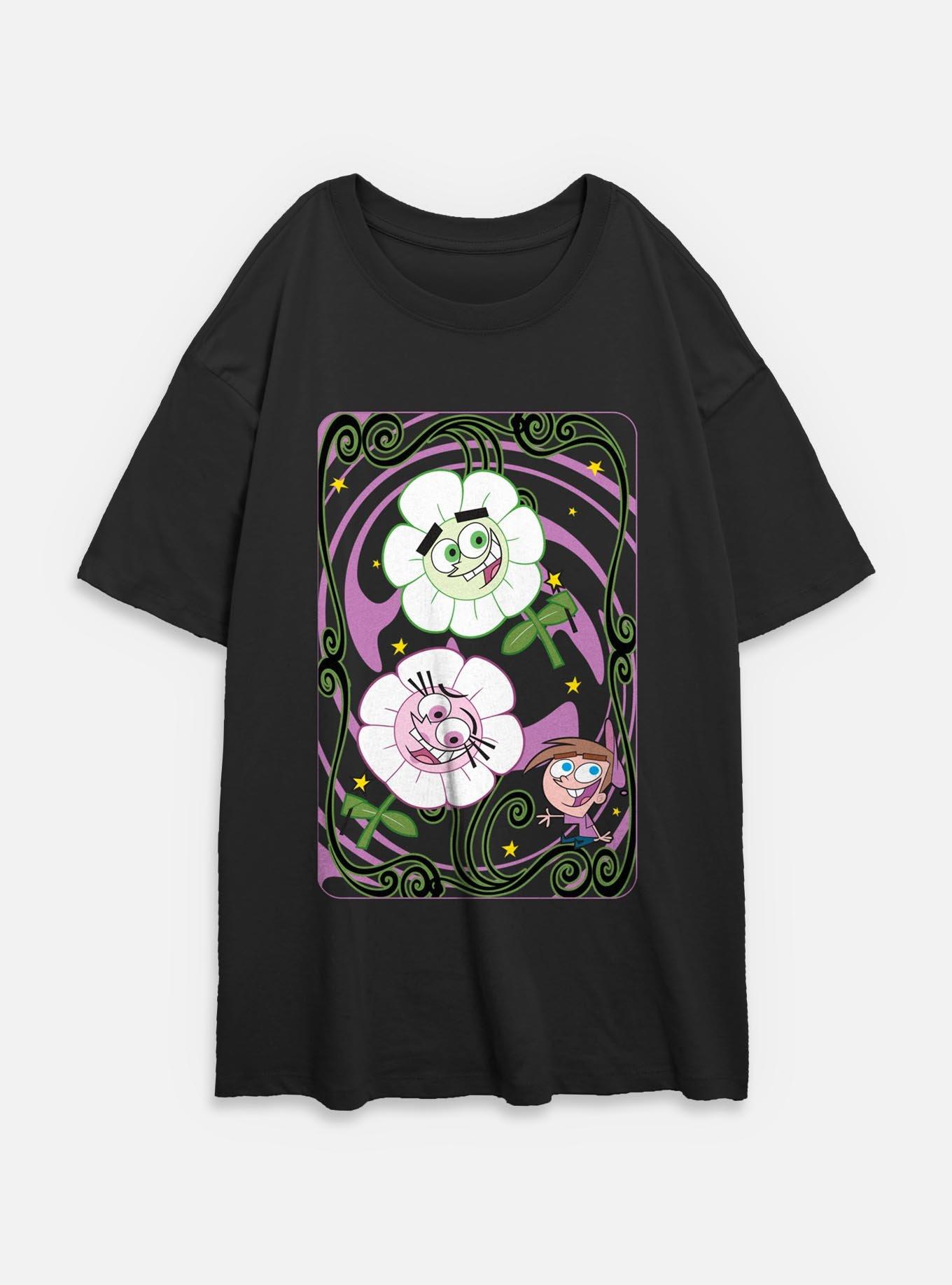 Nickelodeon Real Monsters Girls T-Shirt Plus Size Fairly Odd Parents Card Womens Oversized T-Shirt, BLACK, hi-res