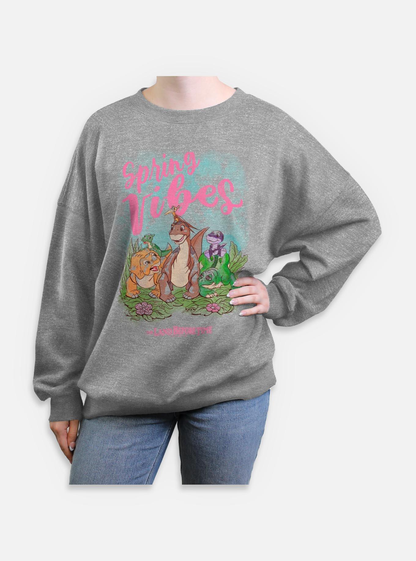 The Land Before Time Sunset Silhouette Girls T-Shirt Plus Size Spring Vibes Dinos Womens Oversized Sweatshirt, HEATHER GR, hi-res