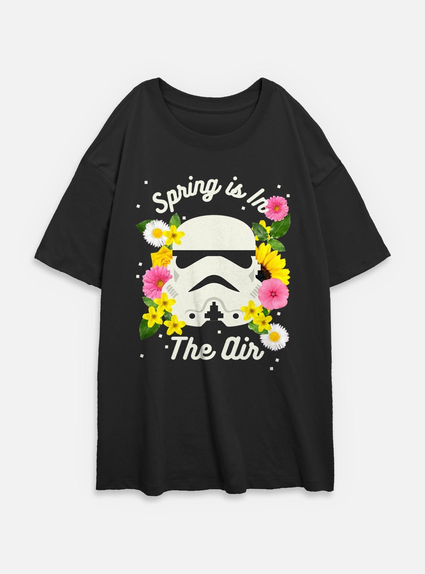 Star Wars Spring Is In The Air Floral  Womens Oversized T-Shirt, BLACK, hi-res