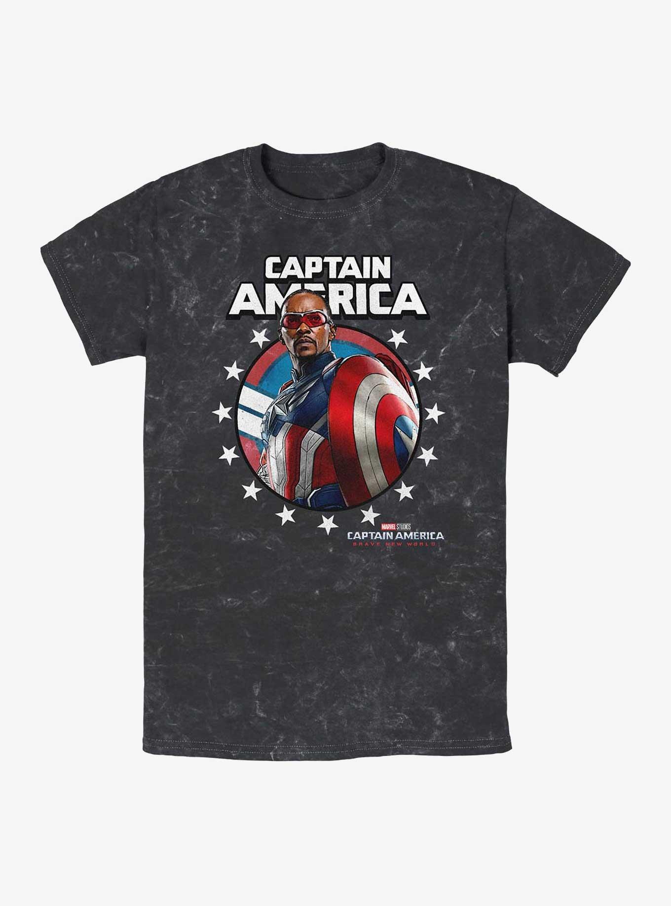 Captain America: Brave New World Captain Portrait Mineral Wash T-Shirt, BLACK, hi-res