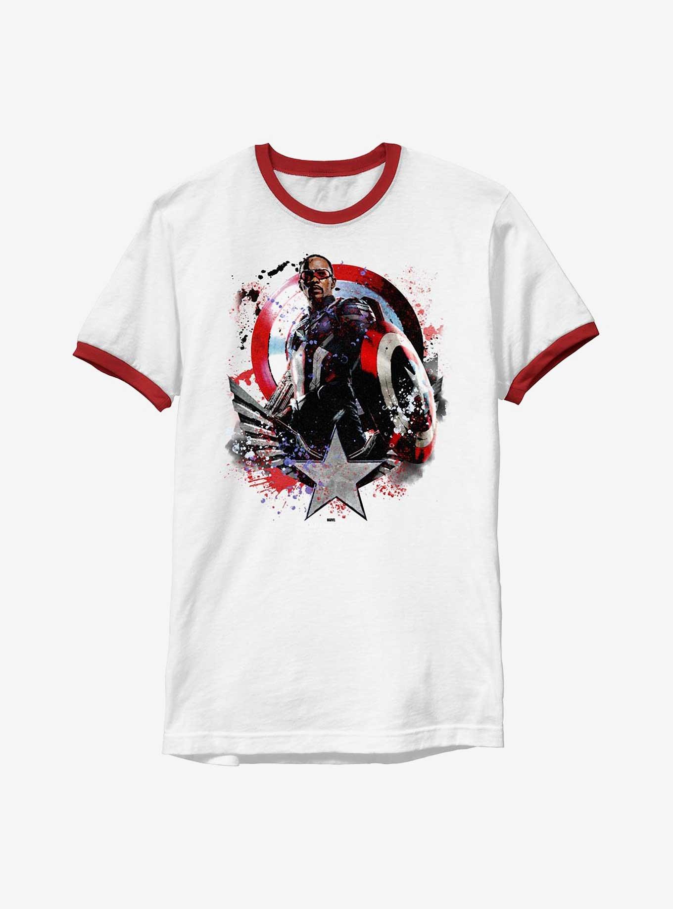 NULL Captain America: Brave New World Paint Splatter Shield Ringer T-Shirt