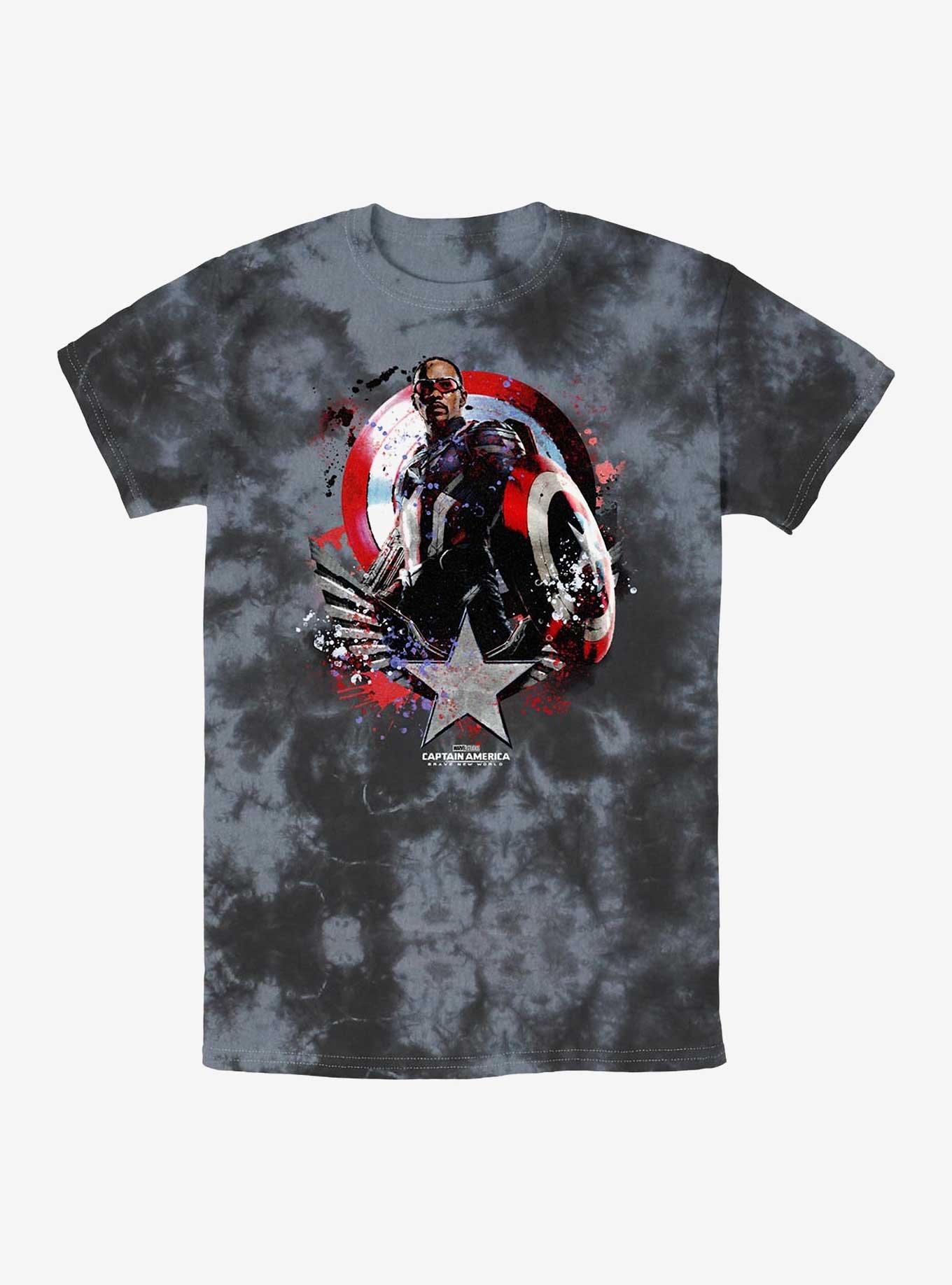 NULL Captain America: Brave New World Paint Splatter Shield Tie-Dye T-Shirt