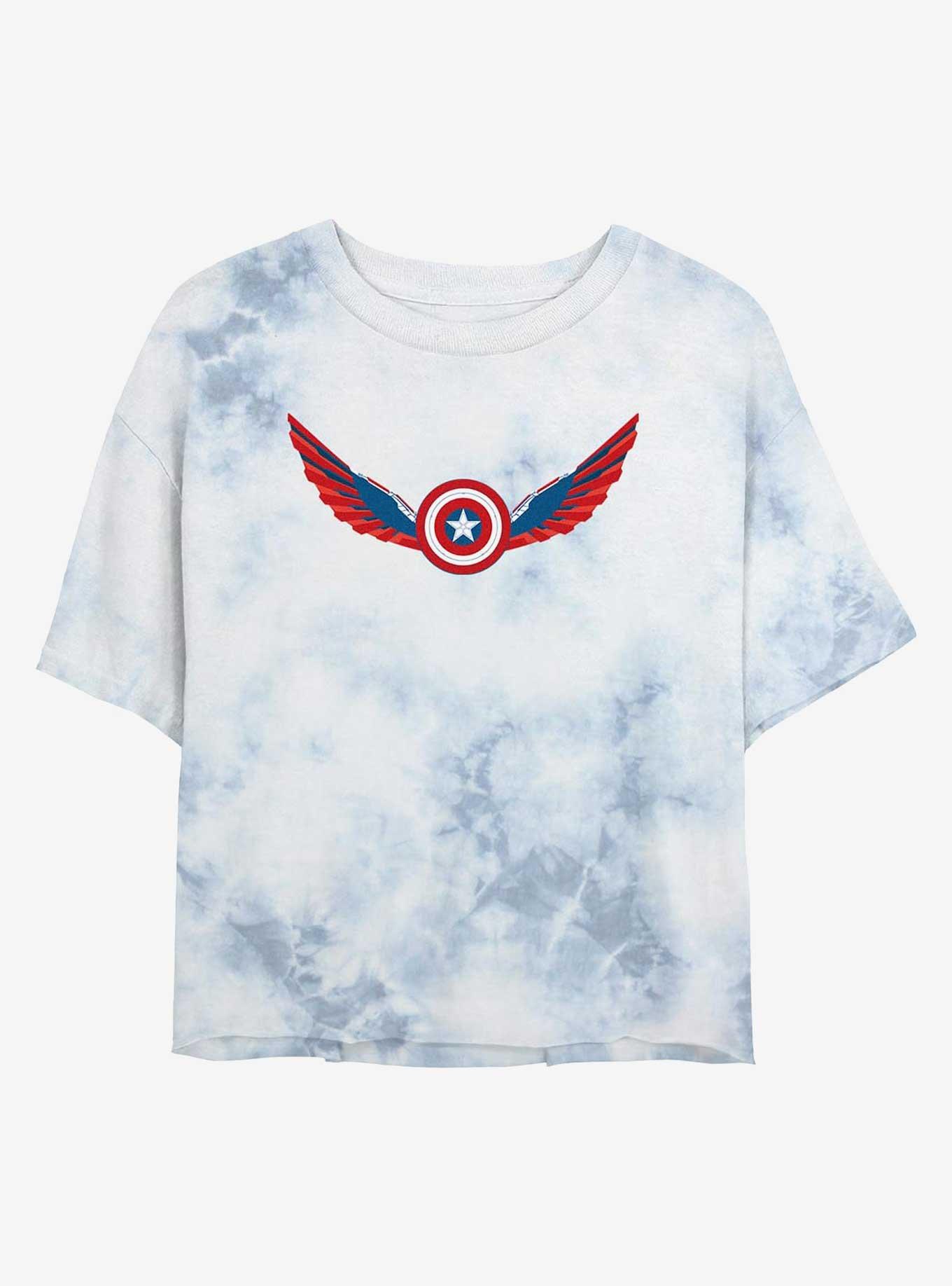 Captain America: Brave New World Wings Shield Falcon Girls Tie-Dye Crop T-Shirt, , hi-res
