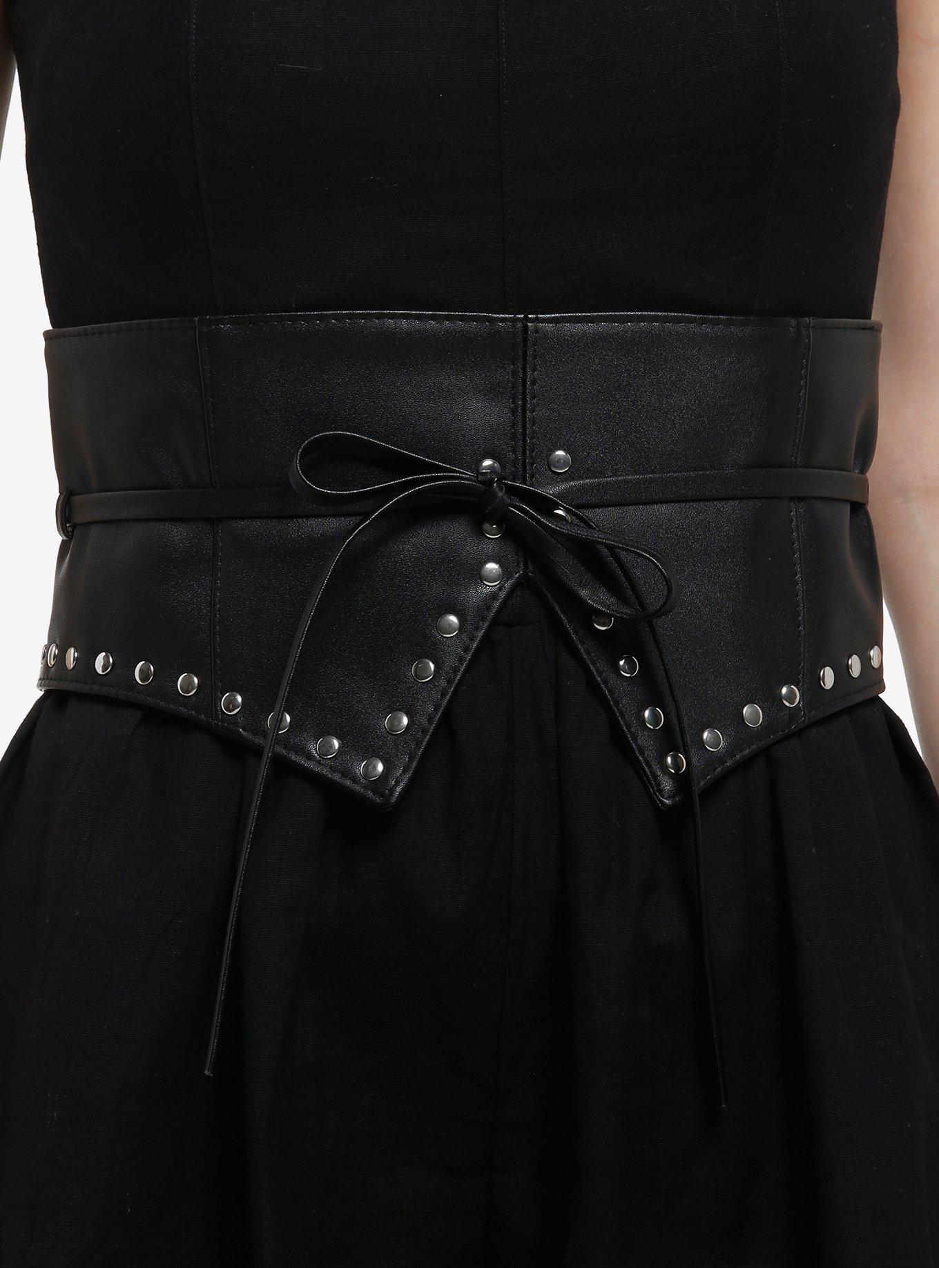 Black Bow Stud Pointed Corset Belt, , hi-res