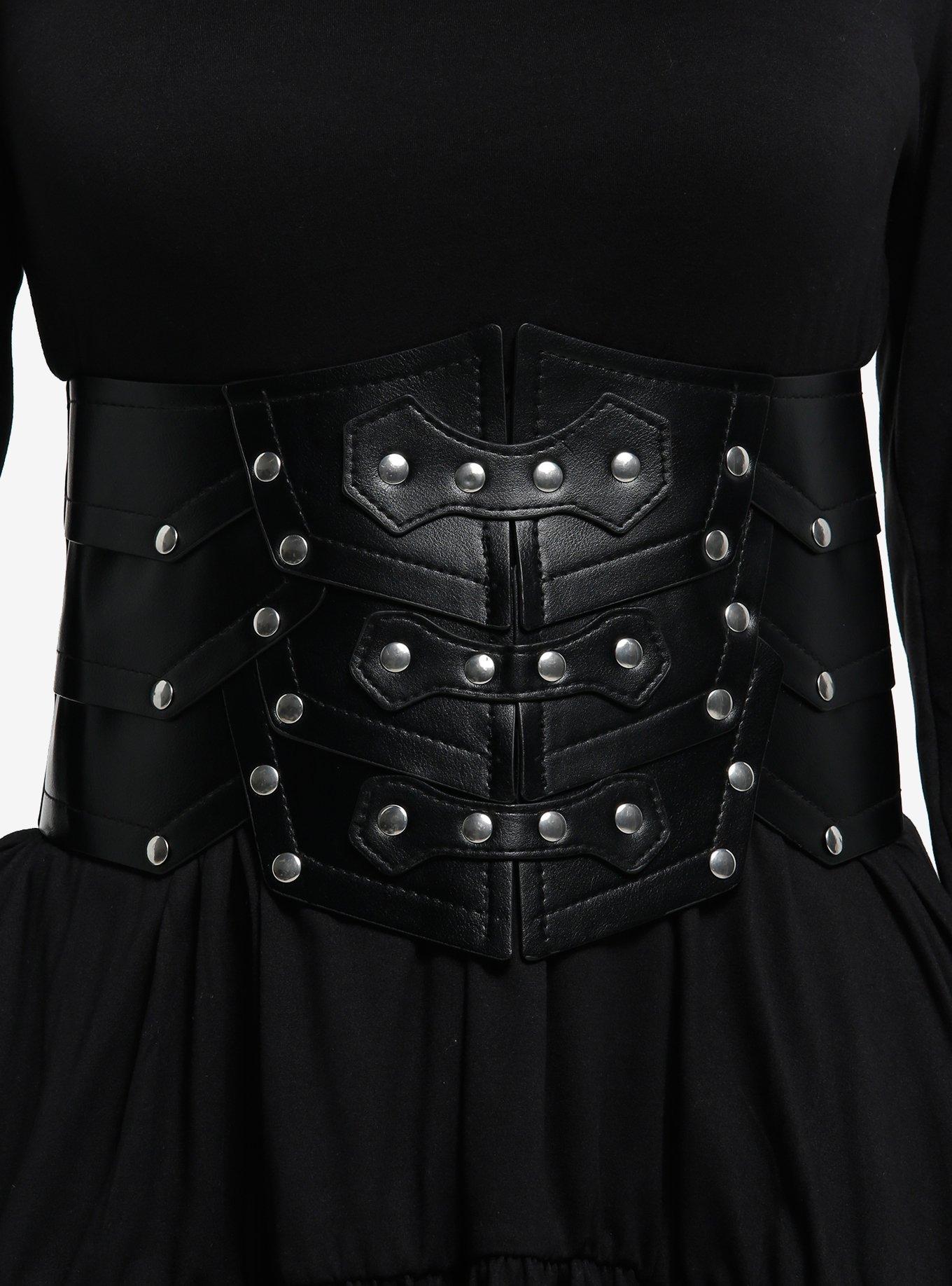 Black Stud Layered Corset Belt, MULTI, hi-res