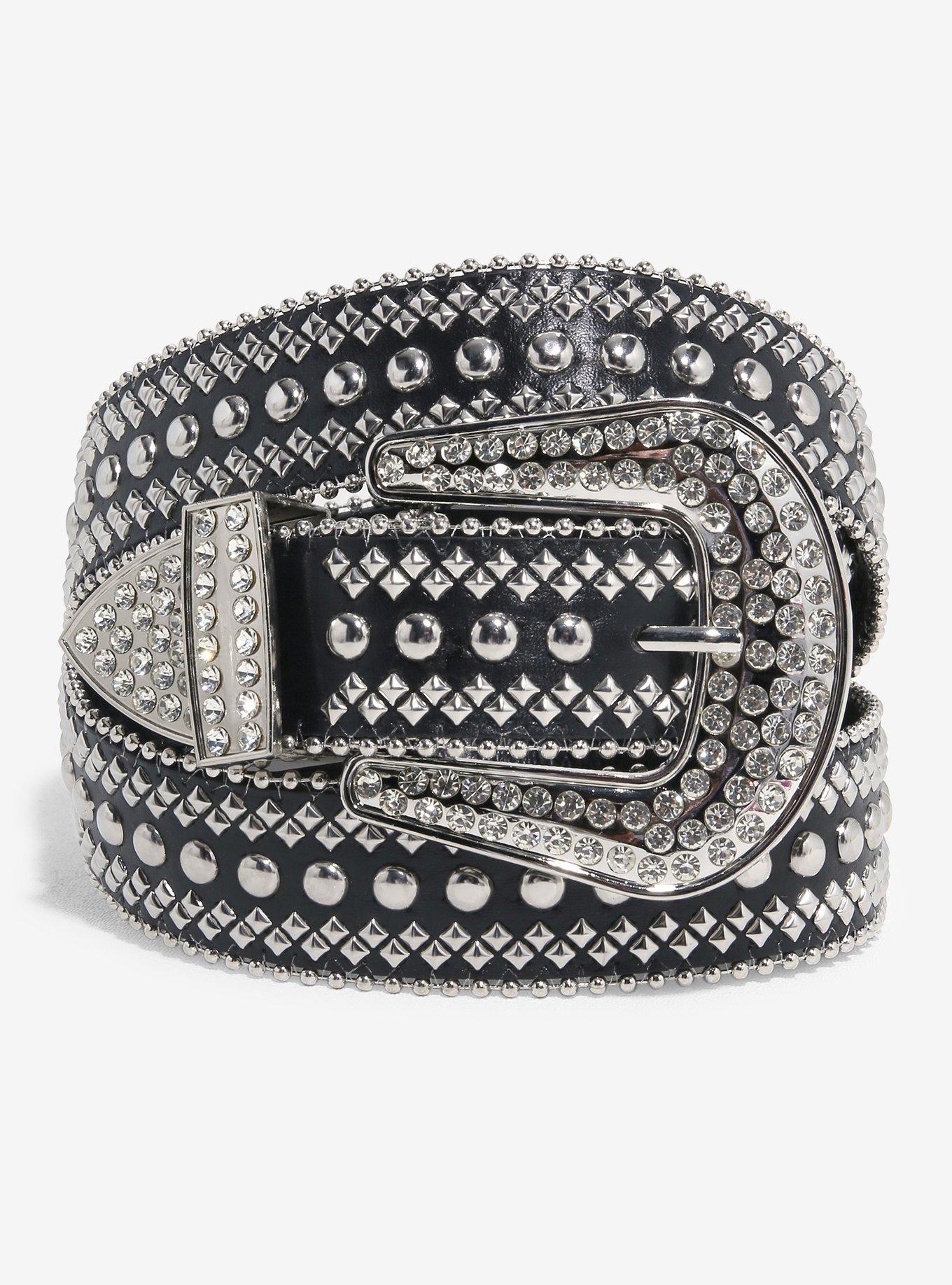 Black & Silver Stud Western Belt, , hi-res