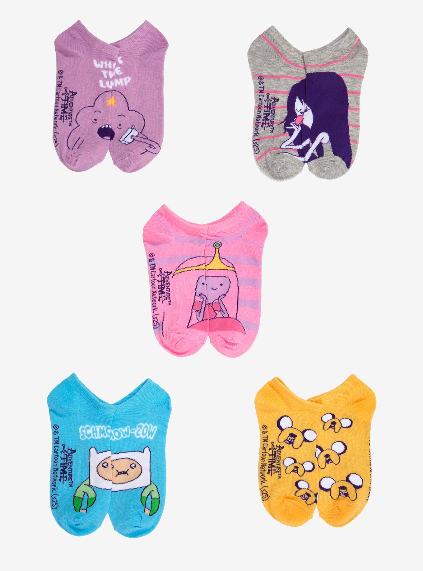 Adventure Time Character Quotes No-Show Socks 5 Pair, , hi-res