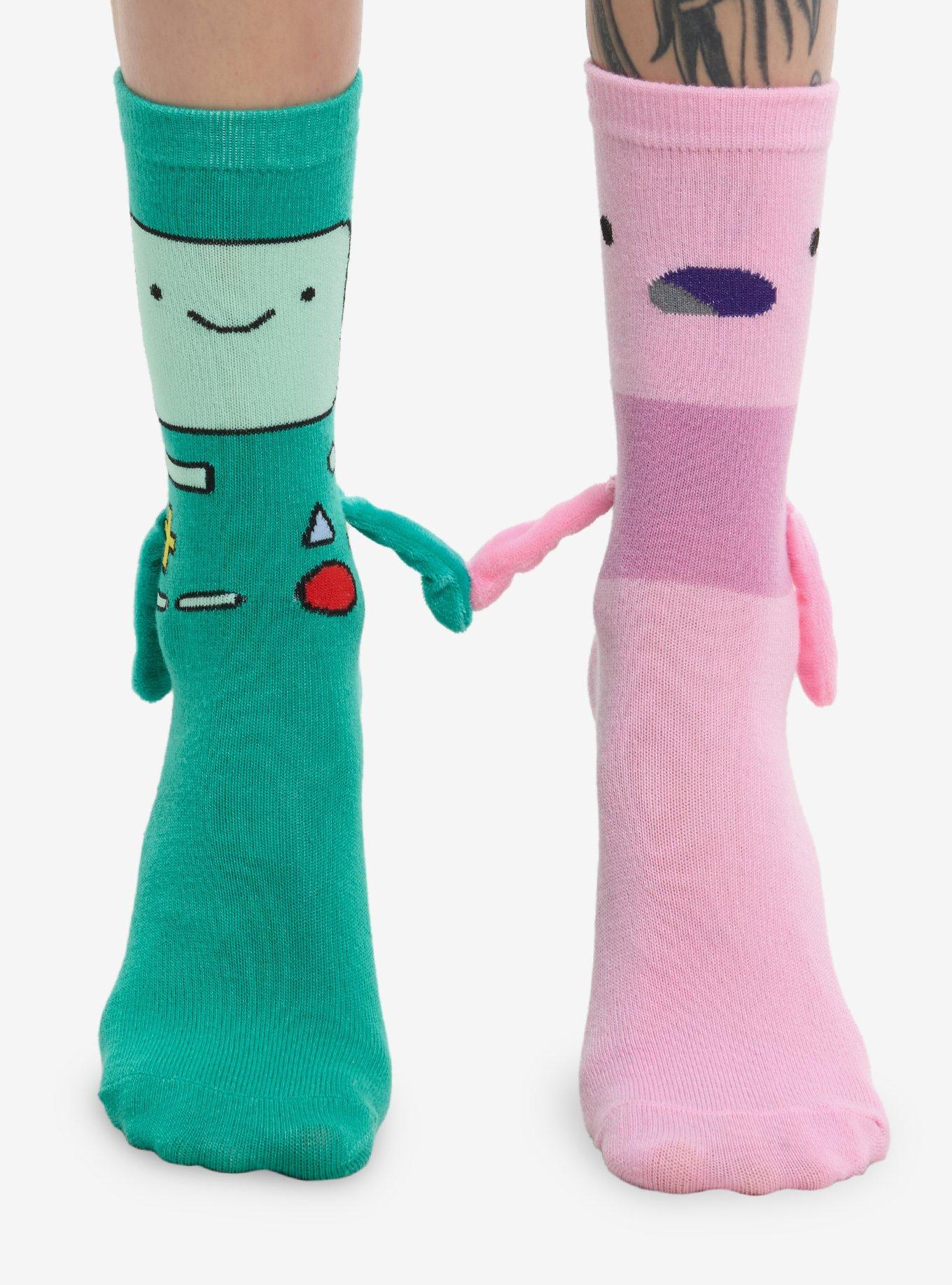 Adventure Time BMO & Shelby Magnetic Arms Mismatch Crew Socks, , hi-res