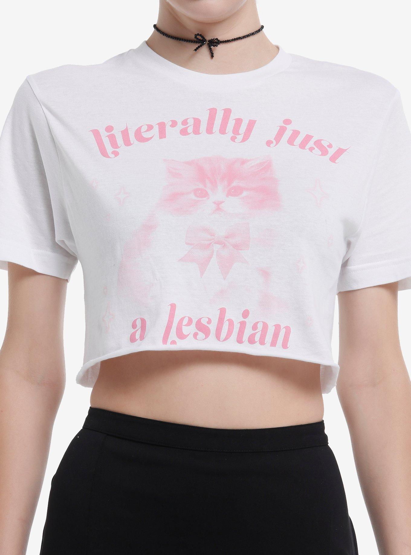 Literally A Lesbian Cat Crop T-Shirt By Goodie Two Sleeves | Hot Topic