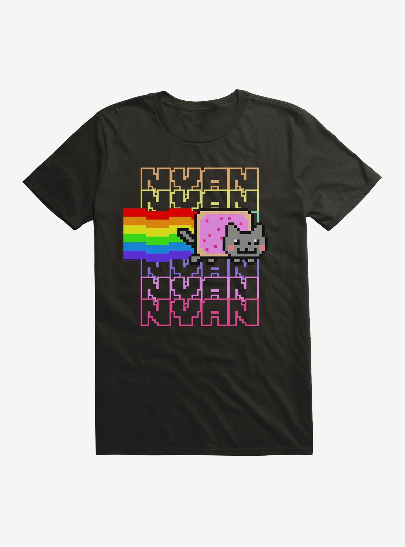 Nyan Cat Rainbow Extra Soft T-Shirt, BLACK, hi-res