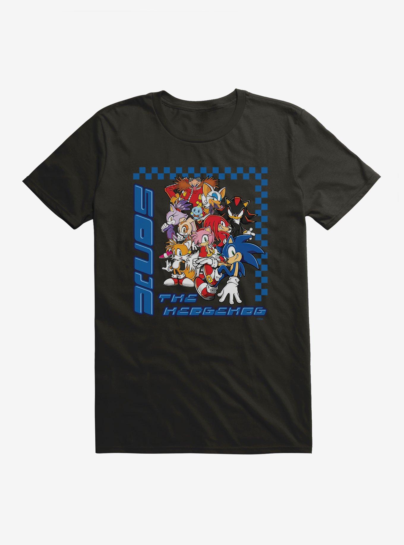 Sonic The Hedgehog Group Checkered Extra Soft T-Shirt, BLACK, hi-res