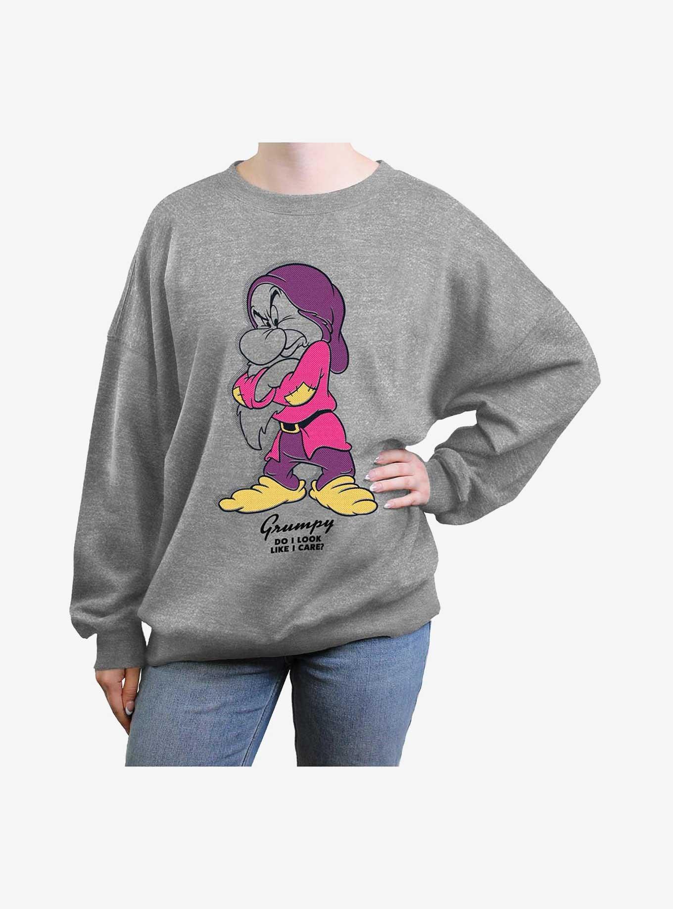 Disney Snow White and the Seven Dwarfs Grumpy Do I Care ? Girls Oversized Sweatshirt