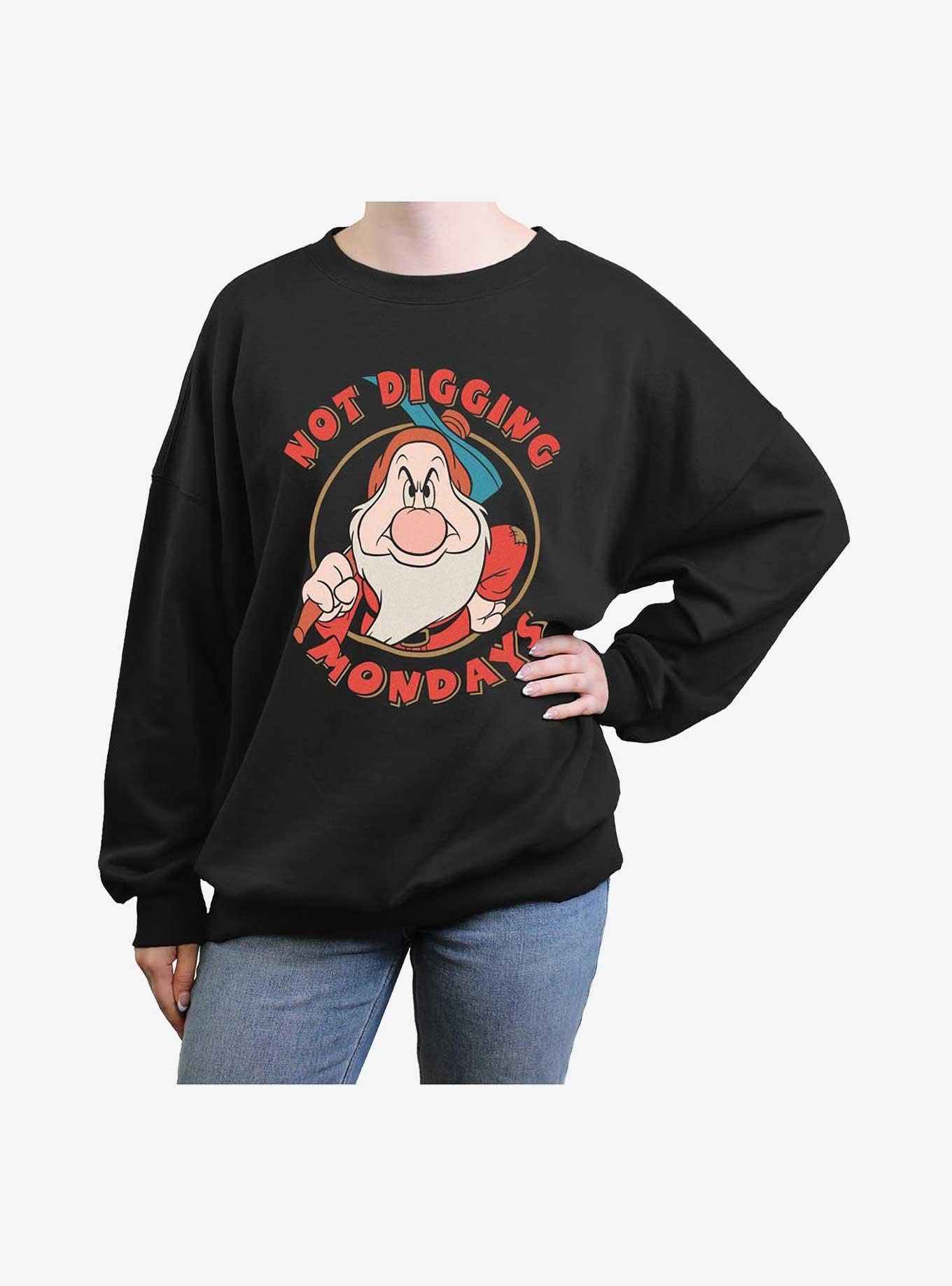 Disney Snow White and the Seven Dwarfs Grumpy Not Digging Mondays Girls Oversized Sweatshirt, , hi-res