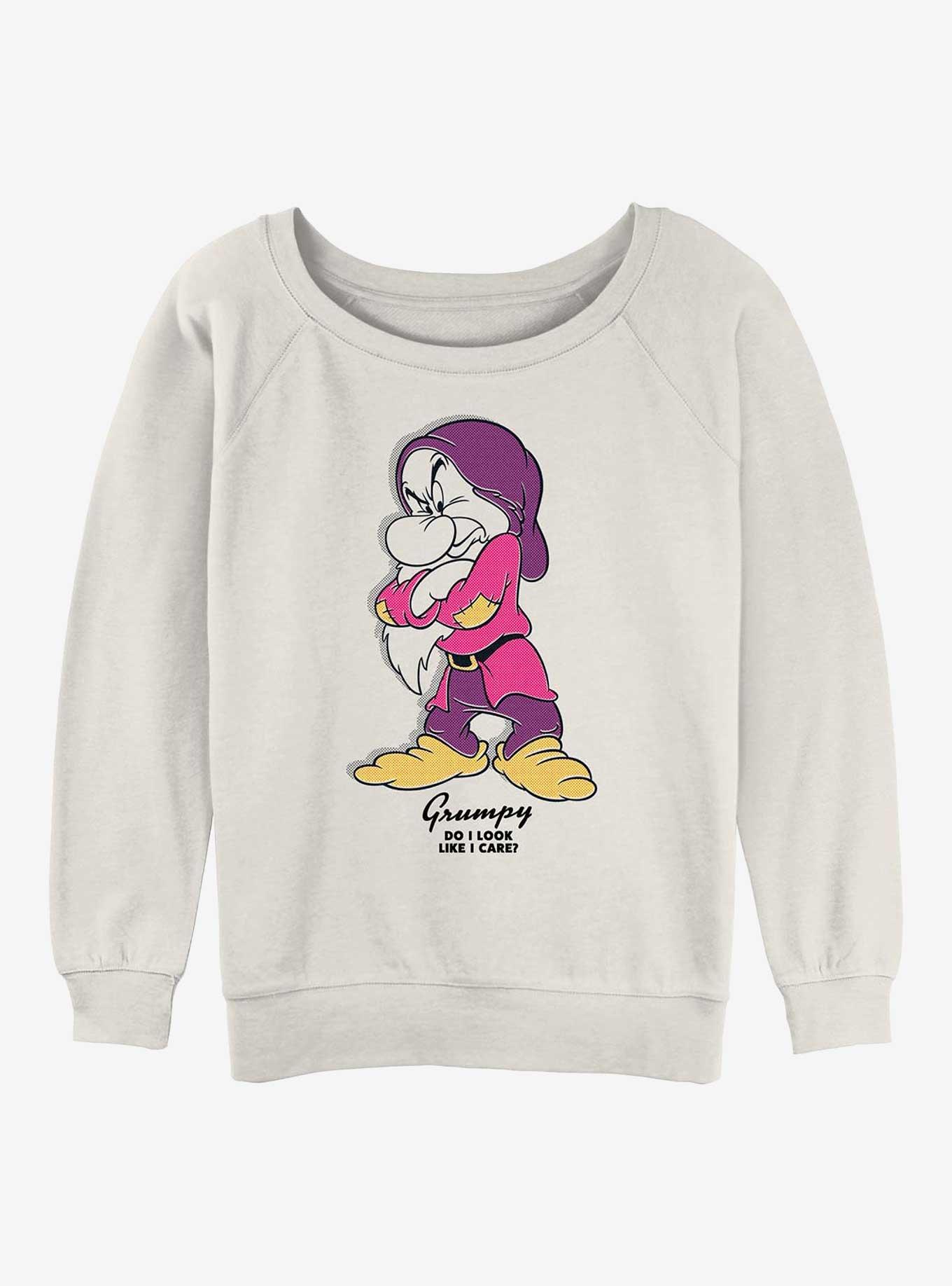 Disney Snow White and the Seven Dwarfs Grumpy Do I Care ? Girls Slouchy Sweatshirt