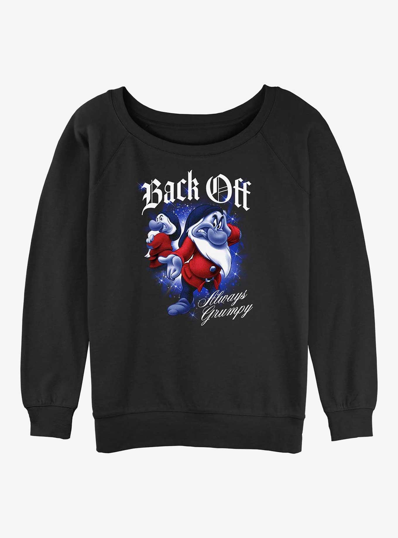 Disney Snow White and the Seven Dwarfs Grump Life Girls Slouchy Sweatshirt, BLACK, hi-res