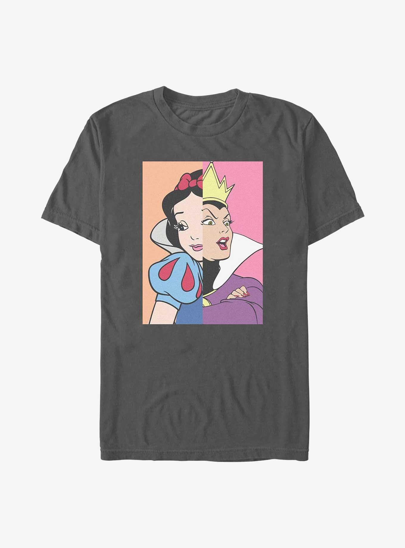 COMFORTCOLORS Disney Princesses Snow White Evil Queen Split Garment Dye T-Shirt