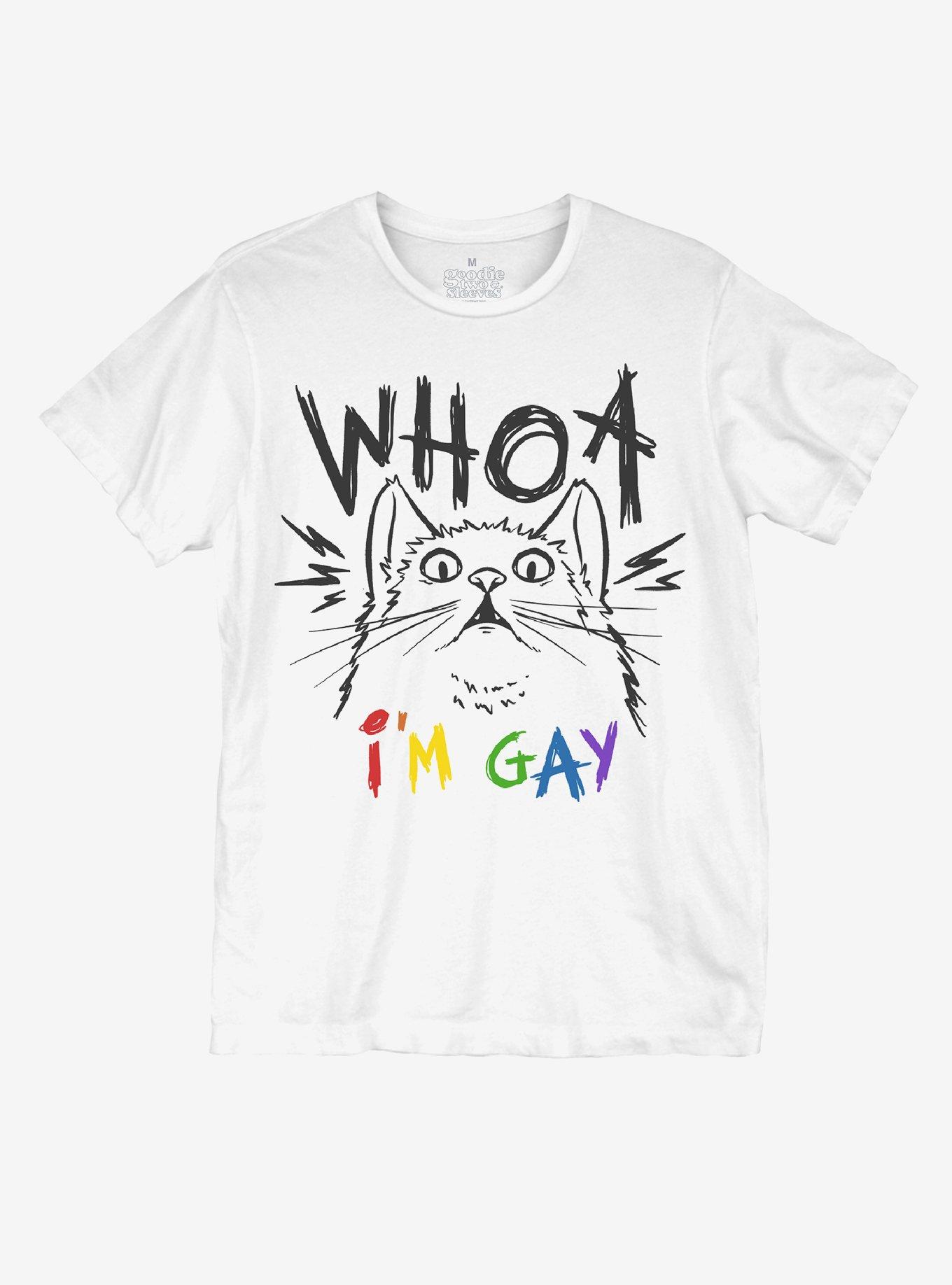 Whoa I'm Gay Cat T-Shirt By Goodie Two Sleeves, , hi-res