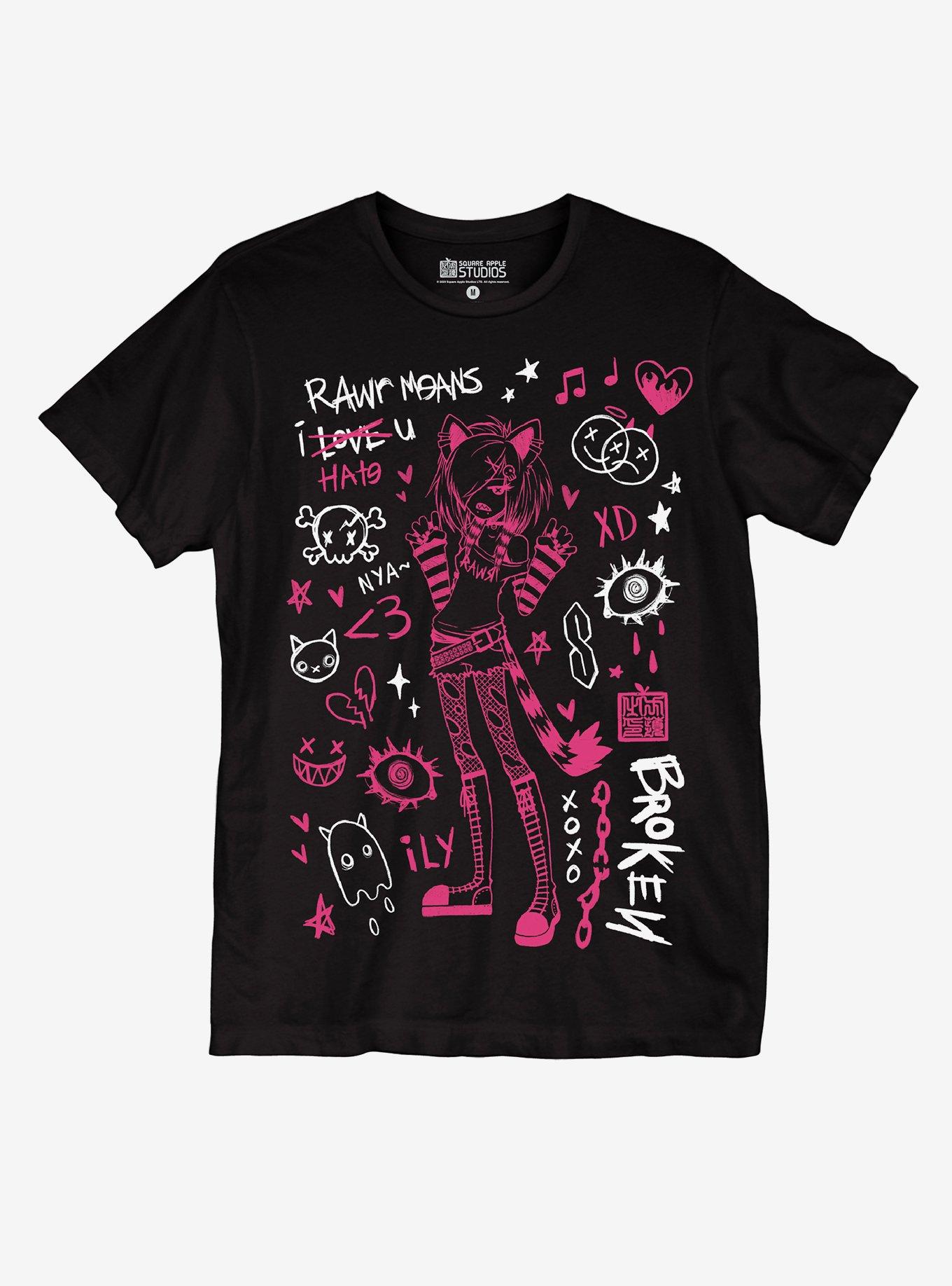 Rawr Emo Girls T-Shirt By Square Apple Studios, , hi-res