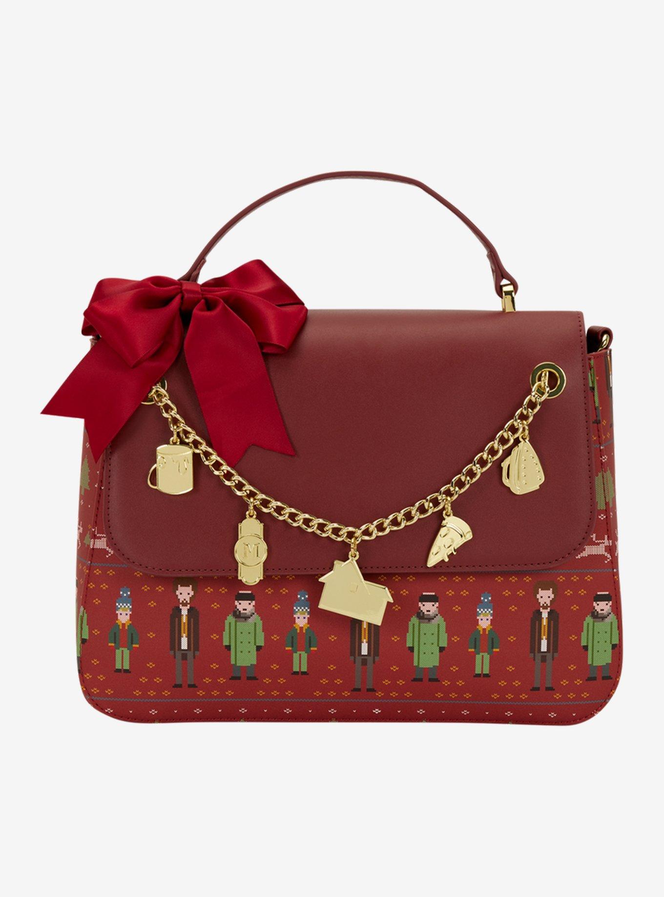 Loungefly Home Alone Holiday Pattern Crossbody Bag with Charms