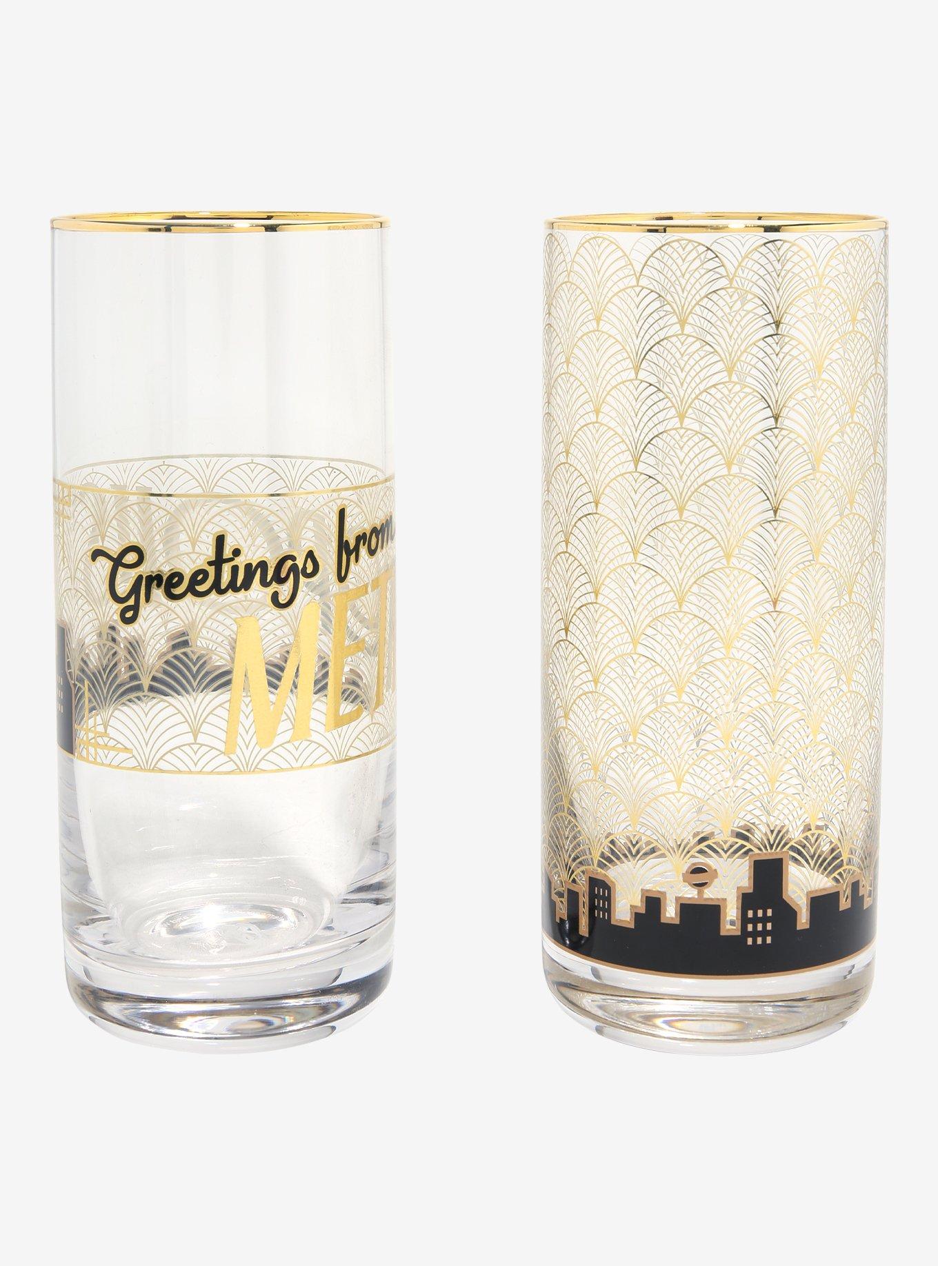 DC Comics Superman Metropolis Gold Tall Glass Set - BoxLunch Exclusive, , hi-res