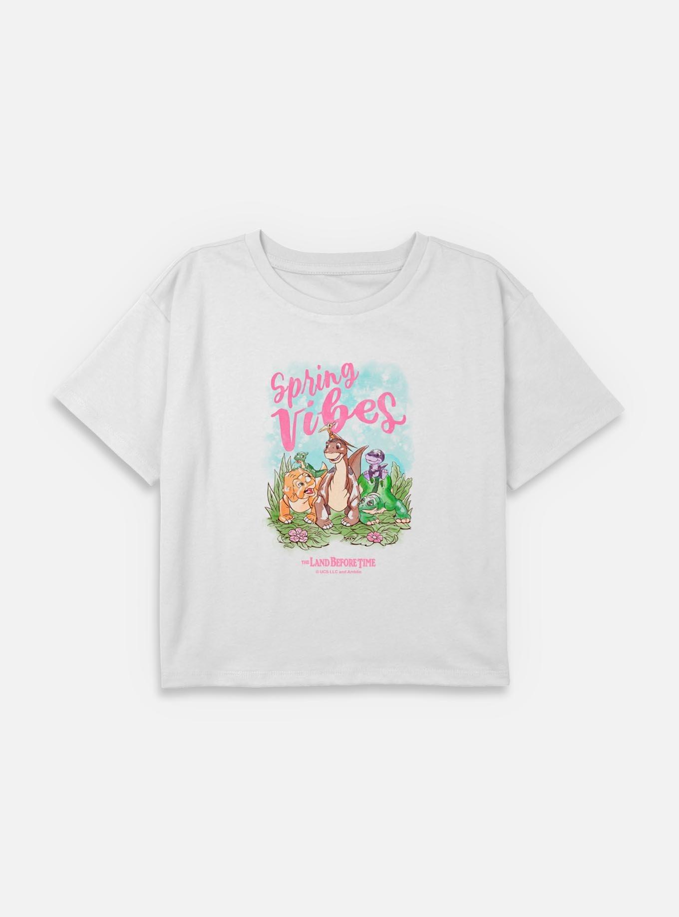 The Land Before Time Sunset Silhouette Girls T-Shirt Plus Size Spring Vibes All Dinos Youth Girls Boxy Crop T-Shirt