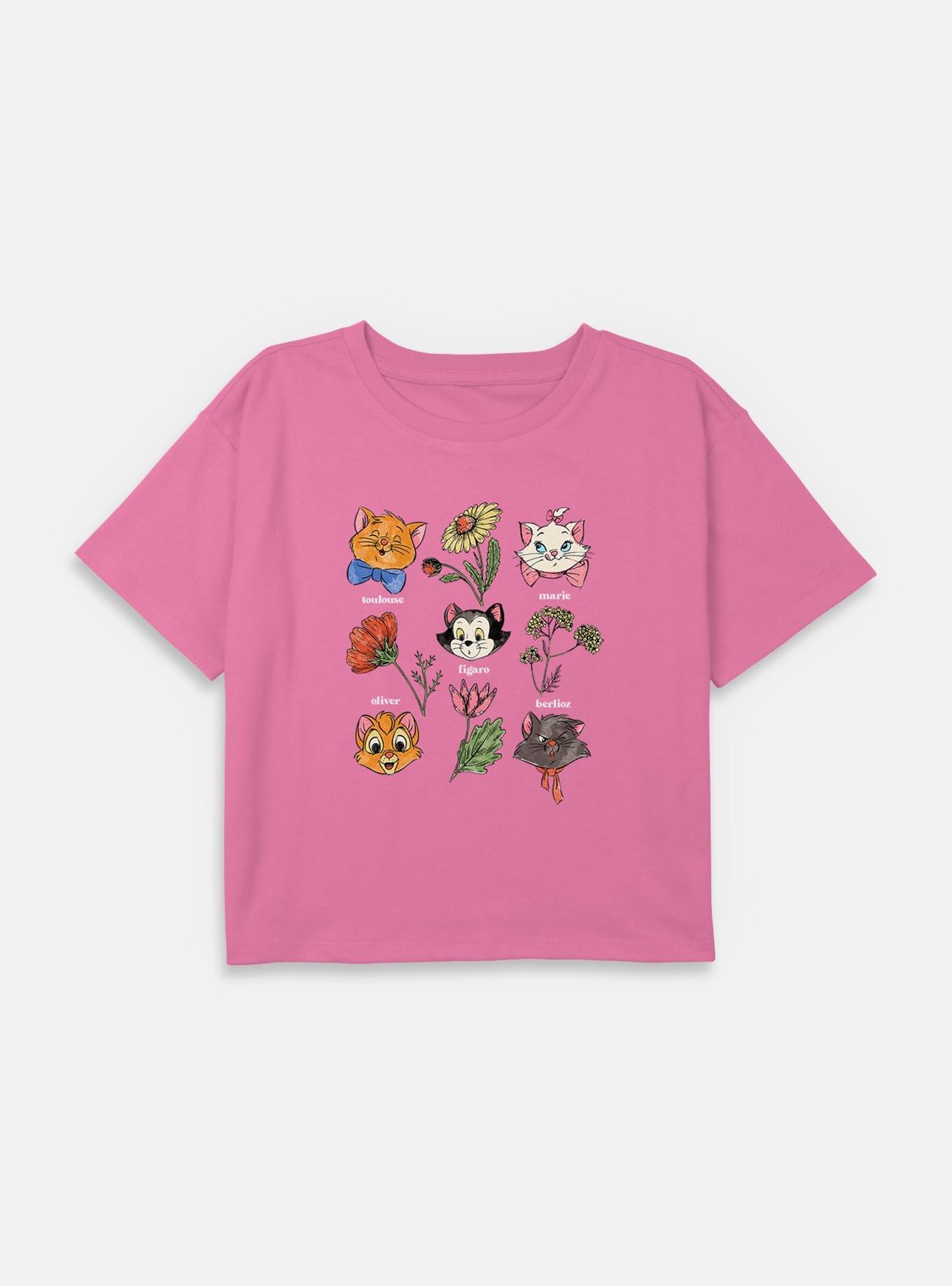 Disney The Aristocats Cats Botanical Youth Girls Boxy Crop T-Shirt, , hi-res