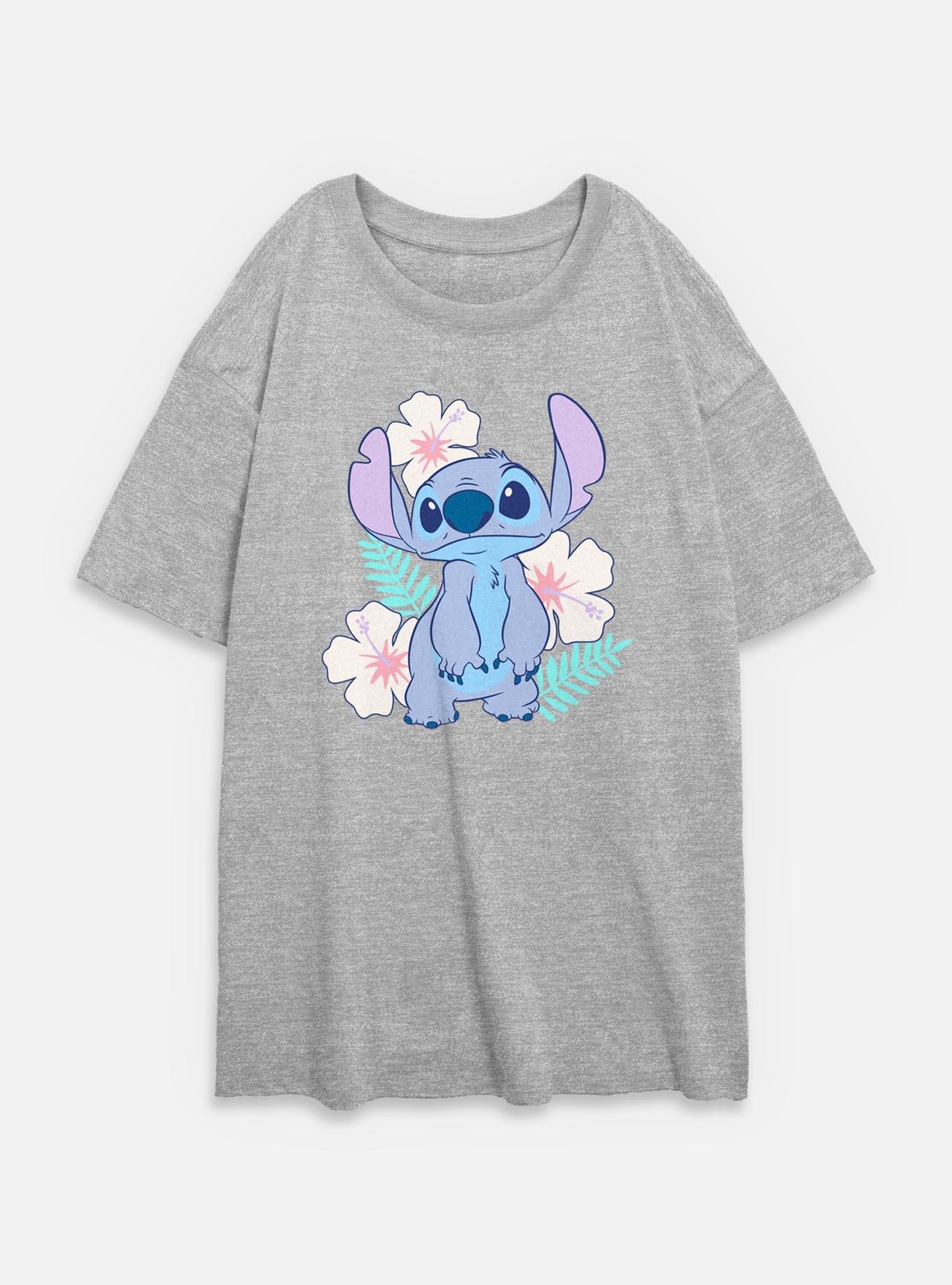 Disney Lilo & Stitch Stitch Flower Set Womens Oversized T-Shirt, , hi-res