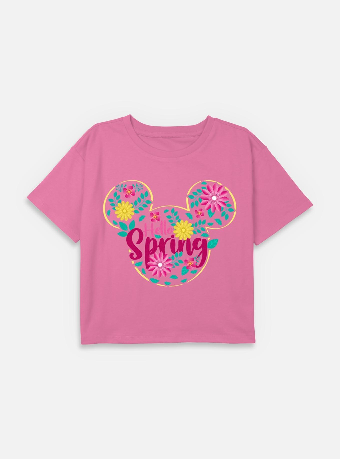 Disney Mickey Mouse Hello Spring Ears Youth Girls Boxy Crop T-Shirt, , hi-res