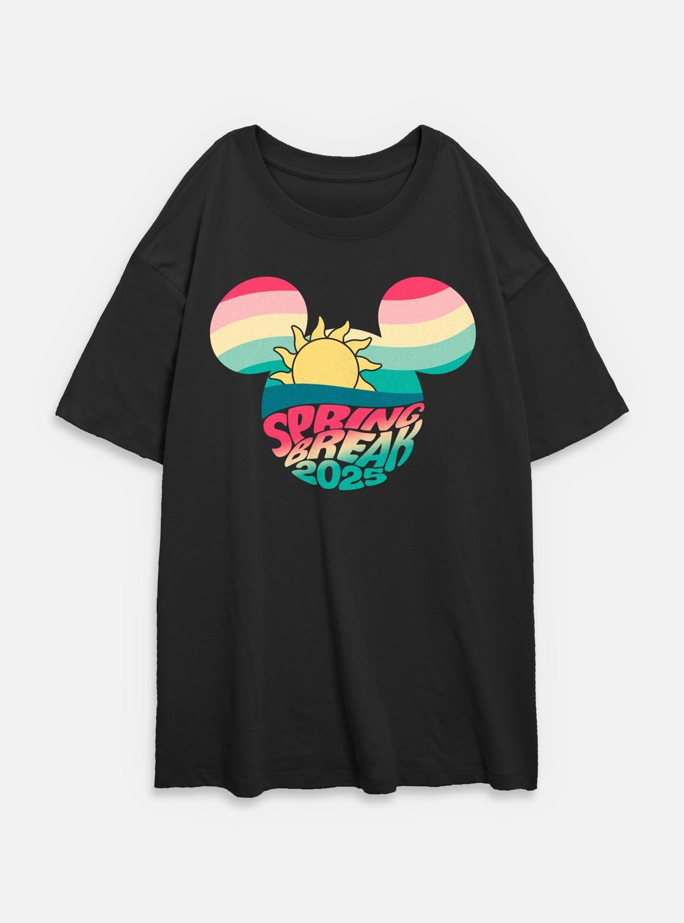 Disney Mickey Mouse Spring Break 2025 Womens Oversized T-Shirt, BLACK, hi-res