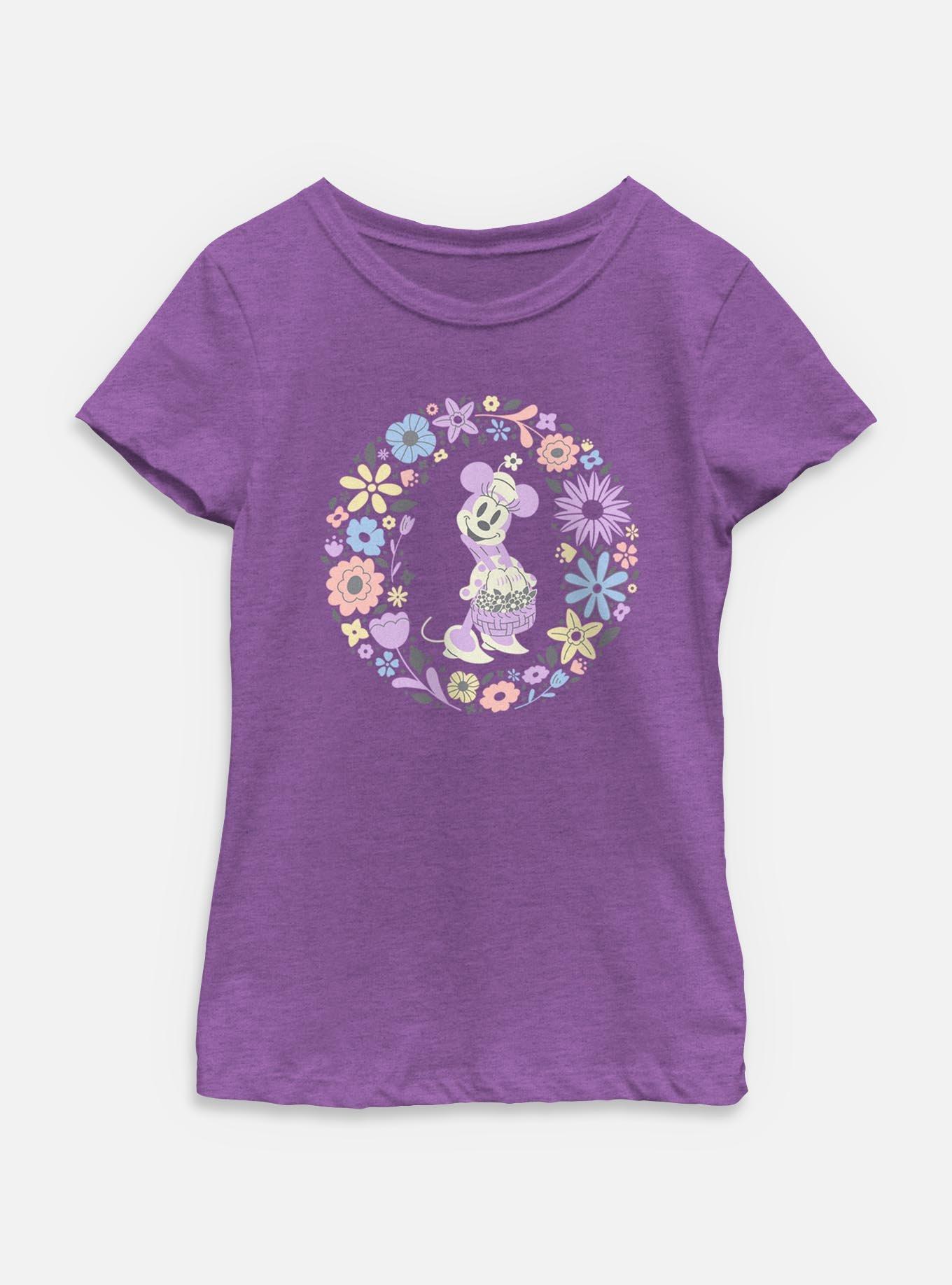 Disney Minnie Mouse And Flowers Youth Girls T-Shirt, , hi-res