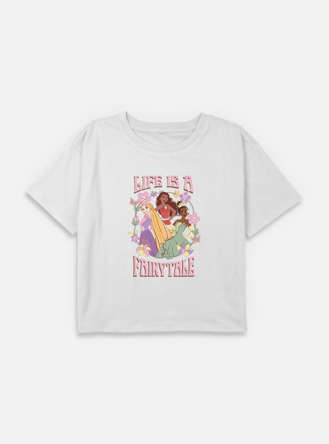 Disney Princesses Life Is A Fairytale Youth Girls Boxy Crop T-Shirt, , hi-res